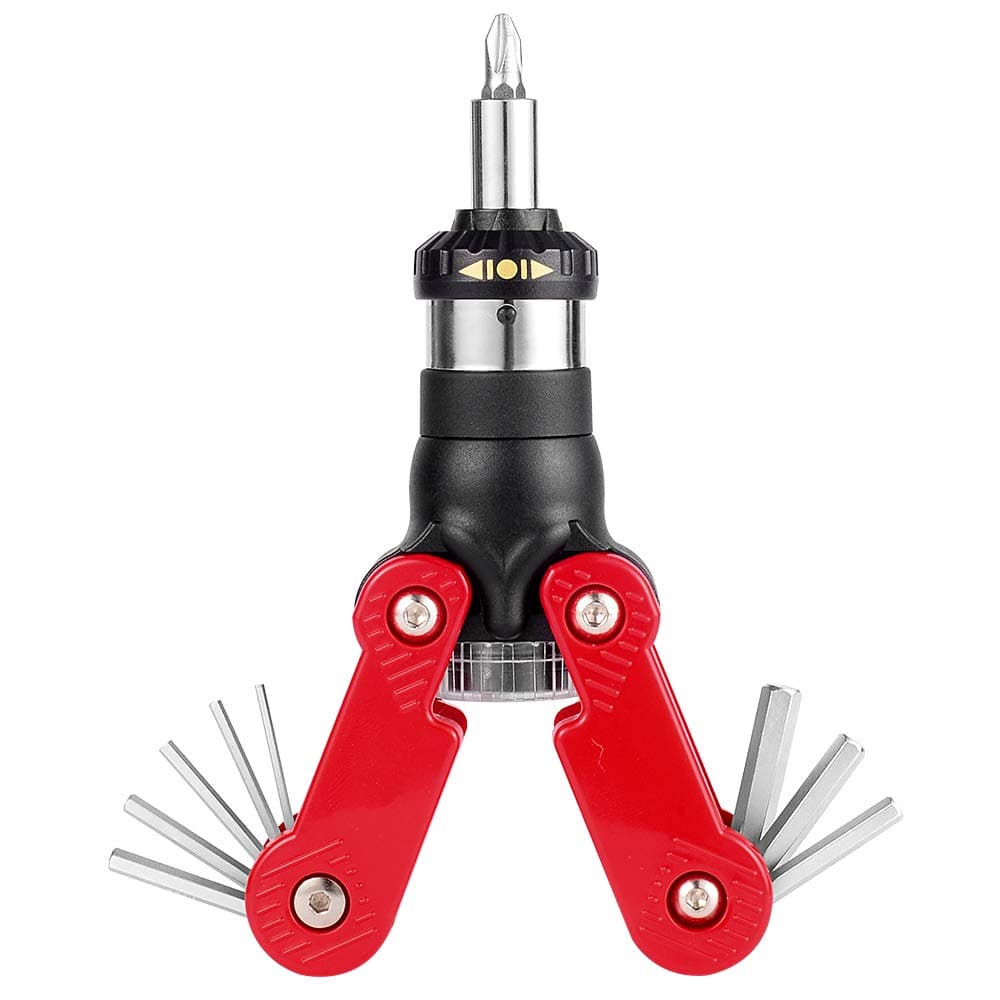 Aosky ratcheting screwdriver with 6 bits and 8 Allen Key (Red)
