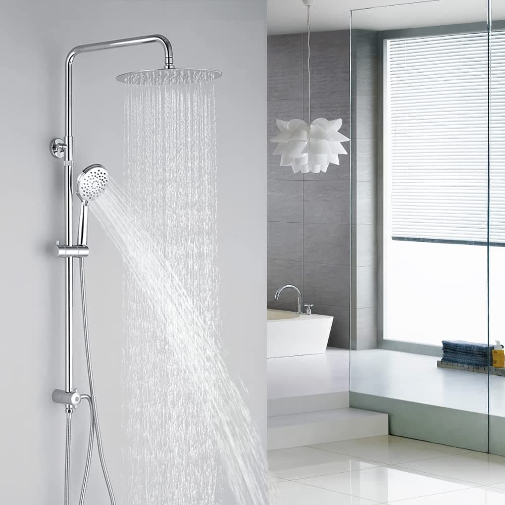 HOMELODY Shower Set Without Tap,with 12" Overhead Rain Shower,3 Functions Hand-Held Shower, Chrome Riser Rail Mixer Shower for Bath Tap