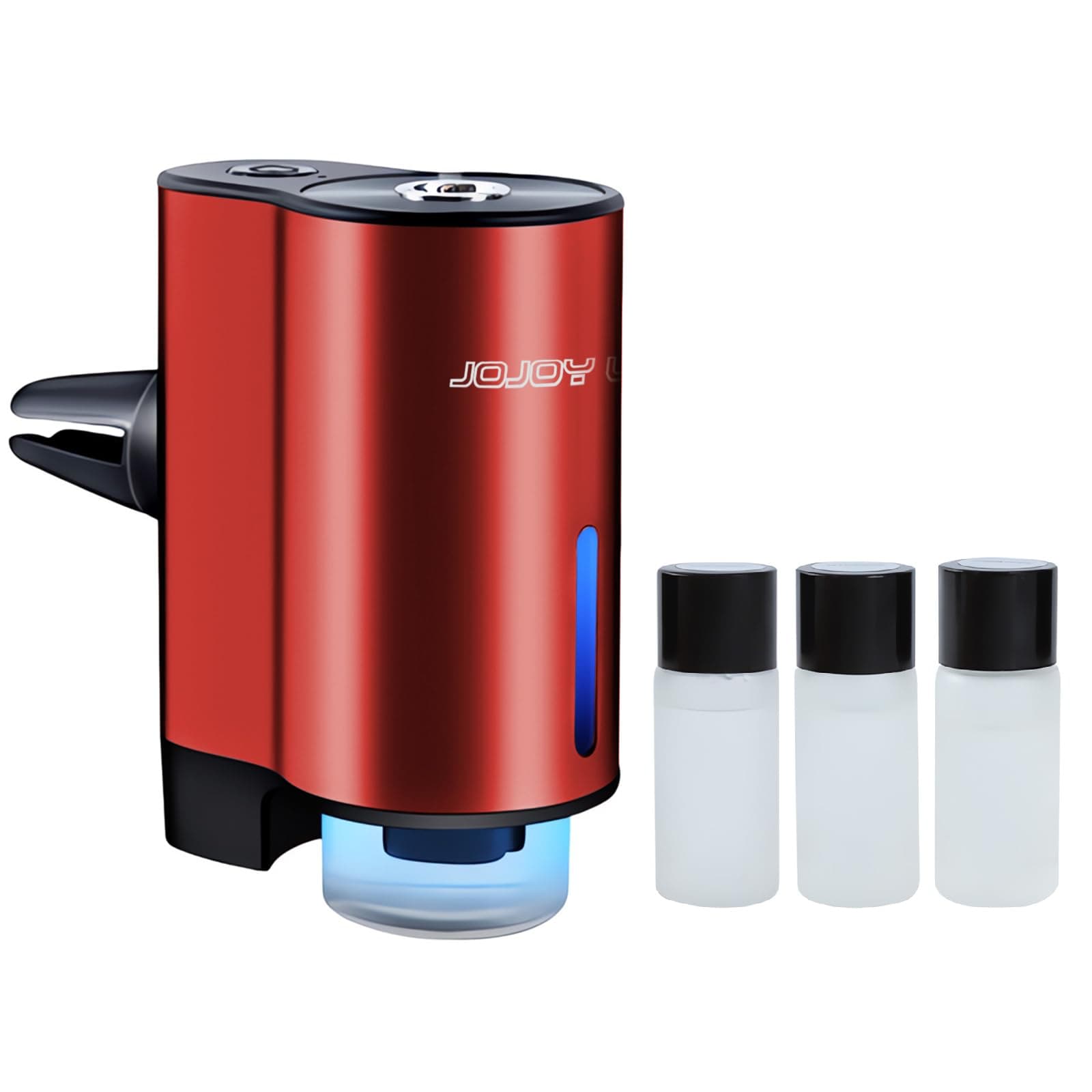 2024 Smart Air Freshener & Diffuser, 3-Mode Adjustable Rechargeable Ultrasonic Atomizer, Car Scent Diffuser with 3 Fragrance Bottles, Red