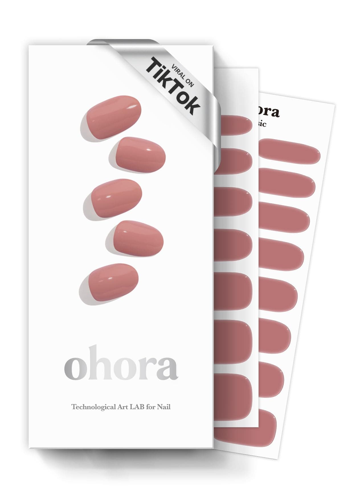 ohora Semi Cured Gel Nail Strips (N Ash Pink) - Pink, Solid, Works with Any UV/LED Lamps, Salon-Quality, Long Lasting, Easy to Apply & Remove - Includes 2 Prep Pads, Nail File & Wooden Stick