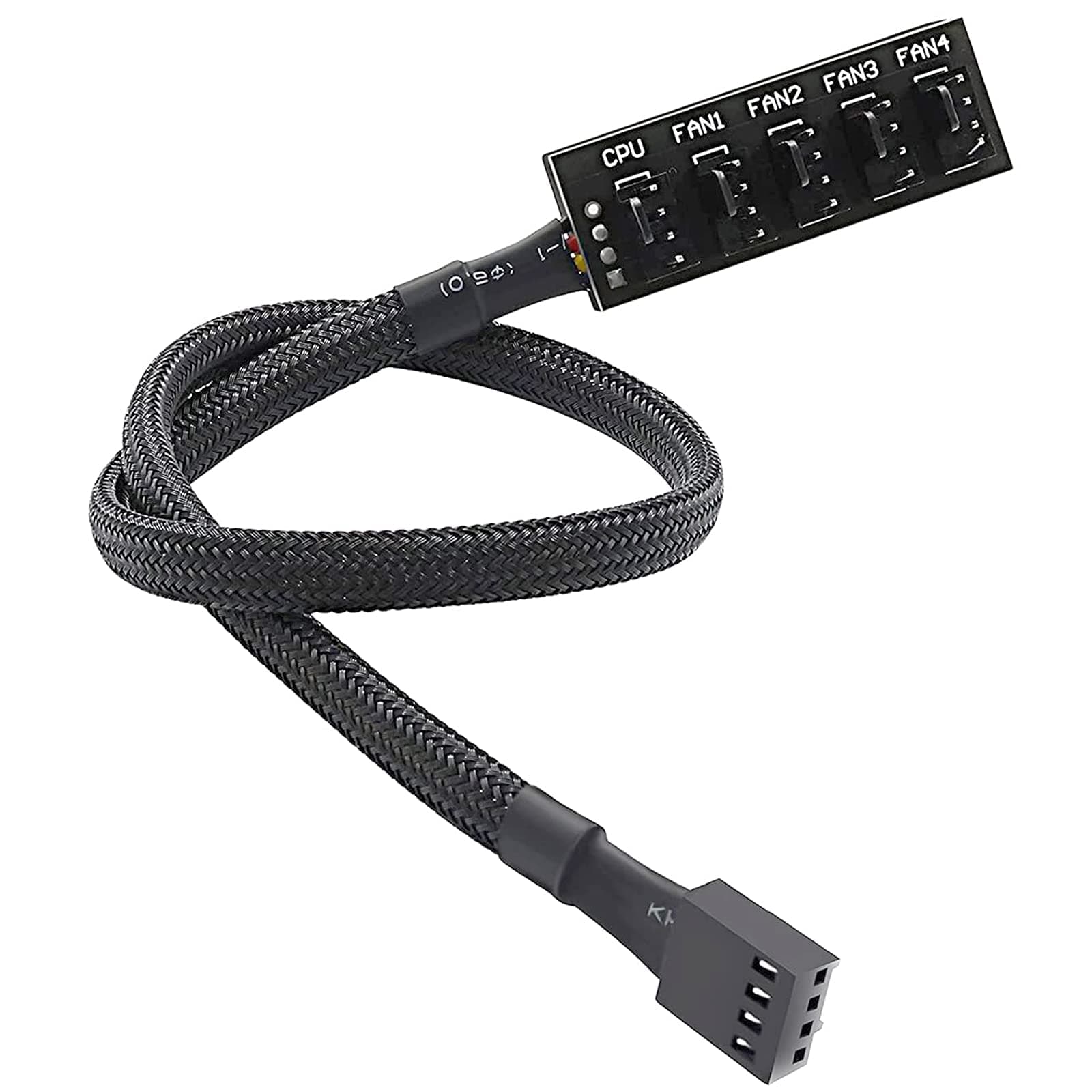 PWM Fan Hub, PC CPU Cooling 4 PIN/3PIN Power Fan Extension Cable Hub Splitter Adapter Sleeved Case for 12V Desktop Computer Cooler Fans 1 to 5 Way (15.7 Inch)