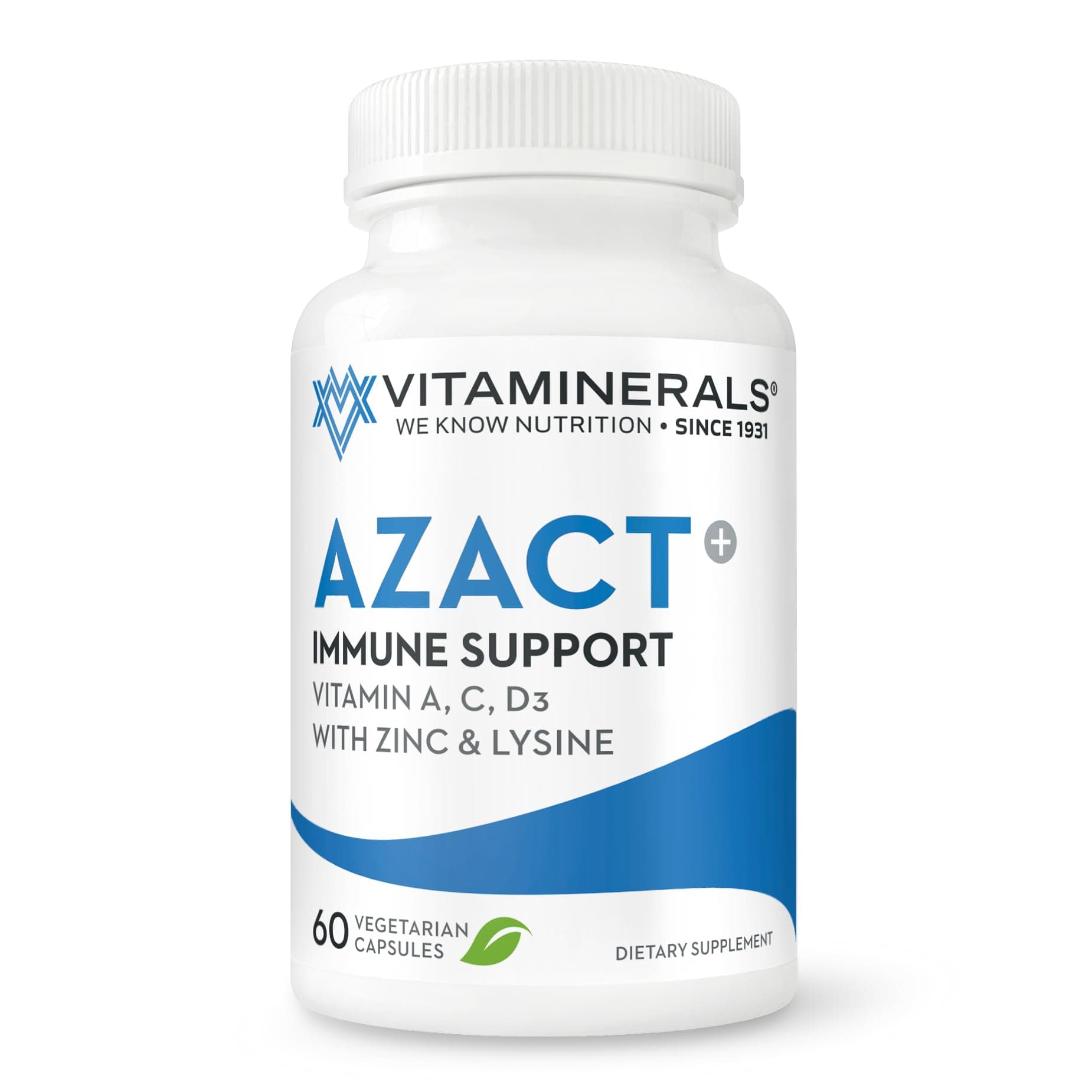 Vitaminerals AZACT+ | Vitamin A | Vitamin C | Vitamin D3 | Zinc | Lysine | Quercetin | 60 Vegetable Capsules