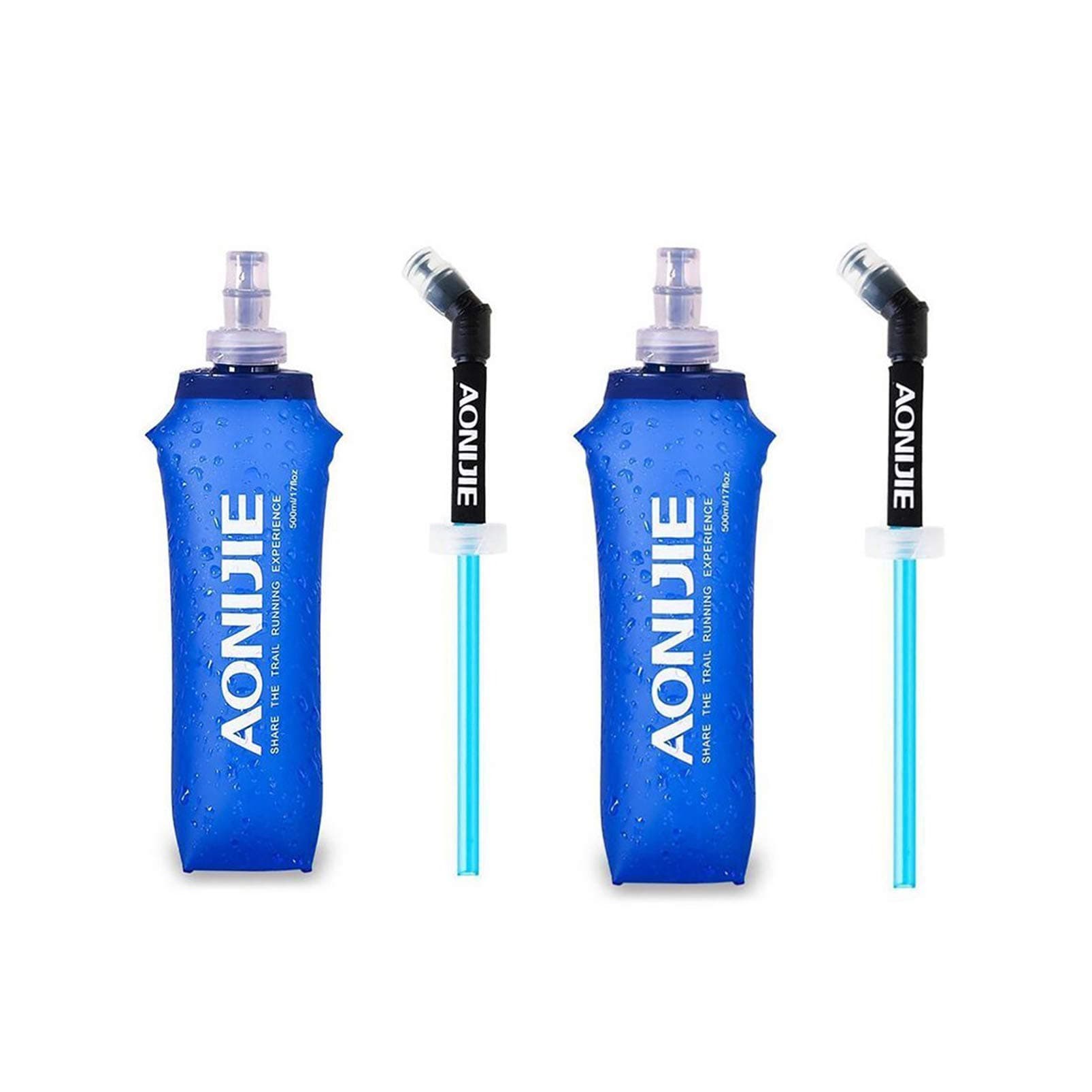 AONIJIE 2 Pack of Soft Soft Folding Hydration Bottle Water Collapsible Flask BPA-Free Bottles (500ml/17.08oz), SD52-500