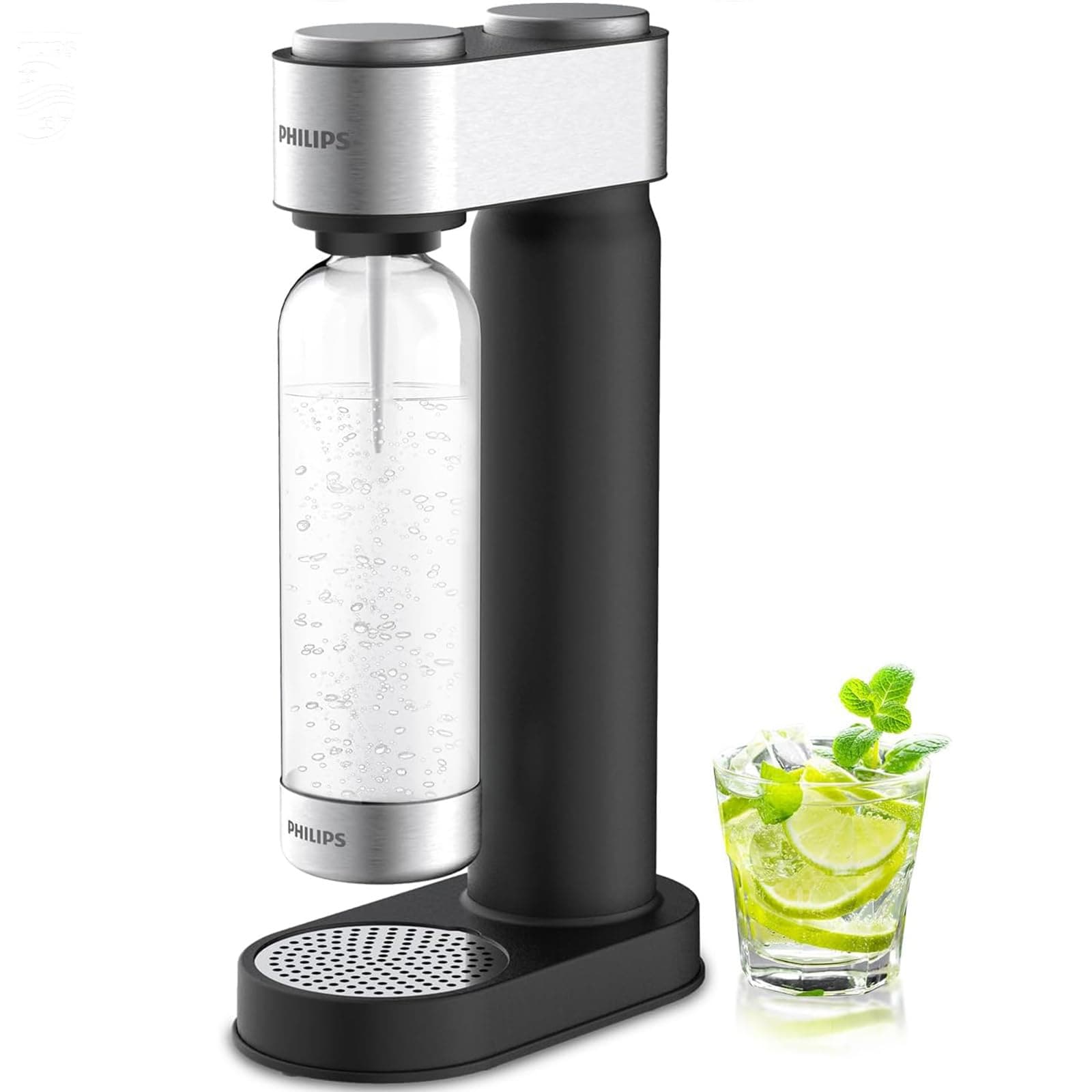 Philips Sparkling Water Maker, Soda Streaming Machine with Quick Twist Bottle, 1L BPA free PET Carbonating Bottle, Soda Maker Compatible with 60L CO2 Carbonator (NOT Included), ADD4902BKOQ/37