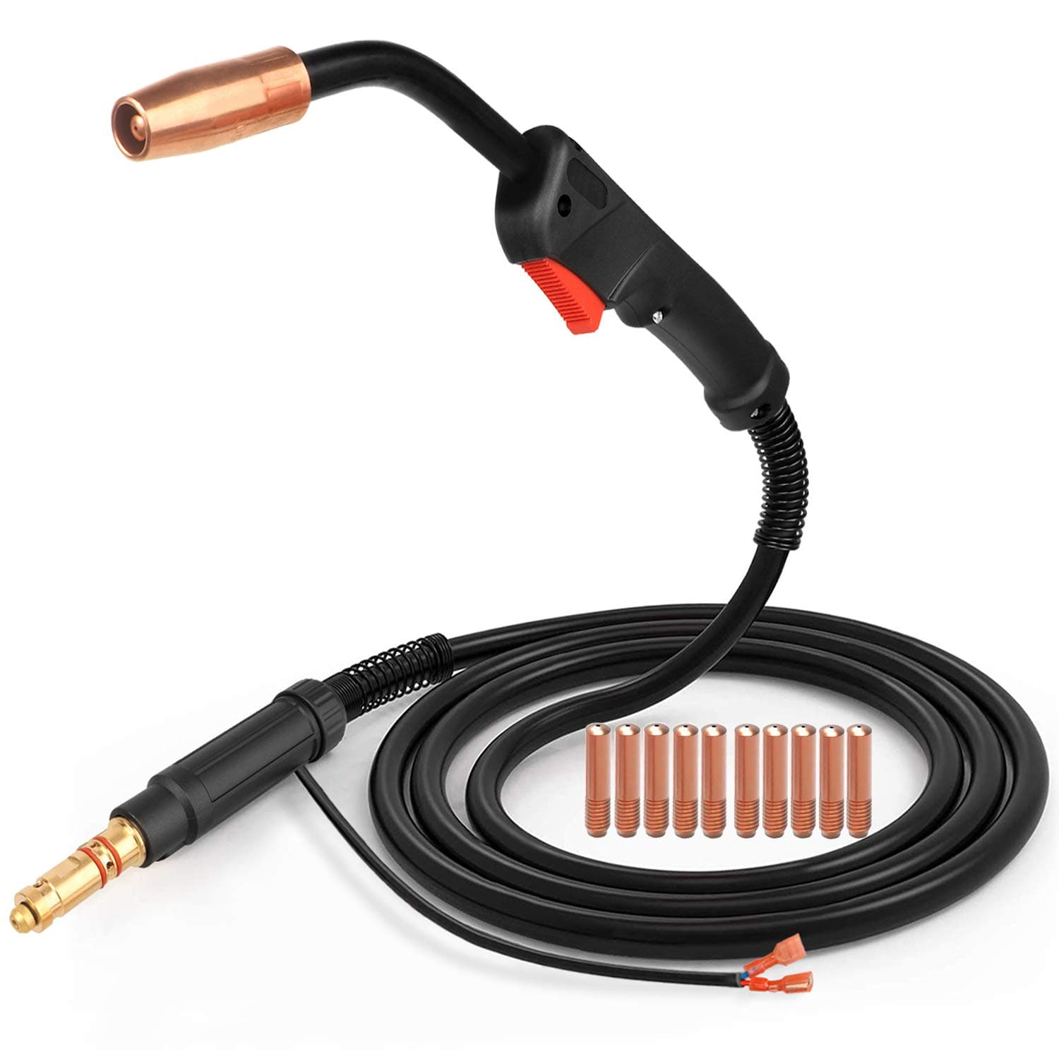 MIG Welding Gun Torch 100Amp 10' Replacement for Lincoln Magnum 100L K530-5 with 10PCS Mig Welding Contact Tips