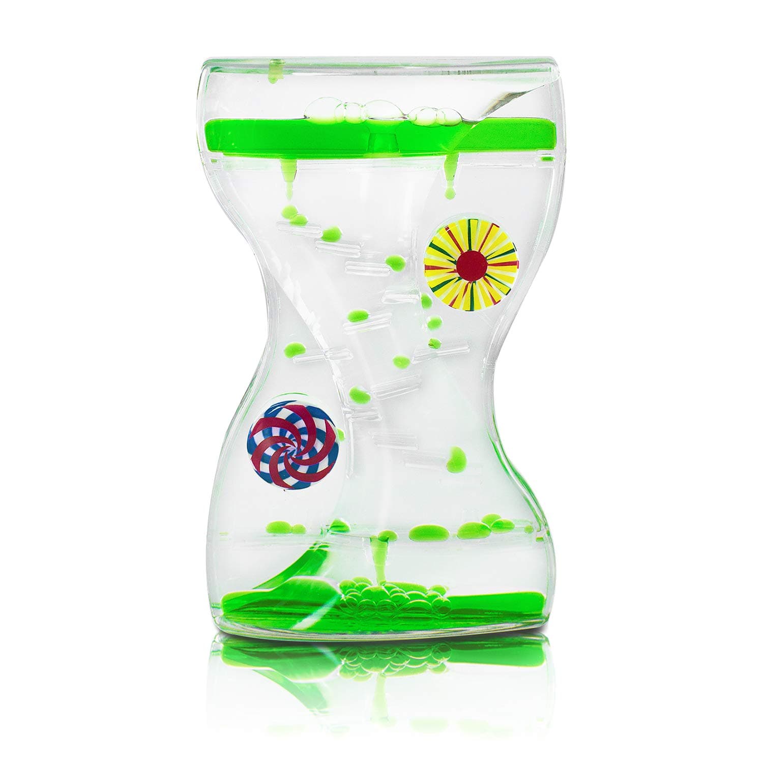 Super Z Outlet Colorful Liquid Motion Bubbler Desk Sensory Toy Timer Zig Zag Floating Rotating Circles for Play, Fidgeting, Captivating Distraction (Swirls)