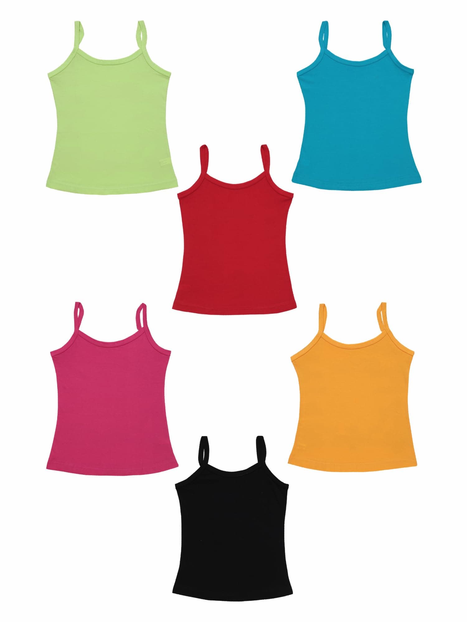 BODYCARE Girl's 100% Cotton Vest Regular Fit Camisole (Pack of 6)