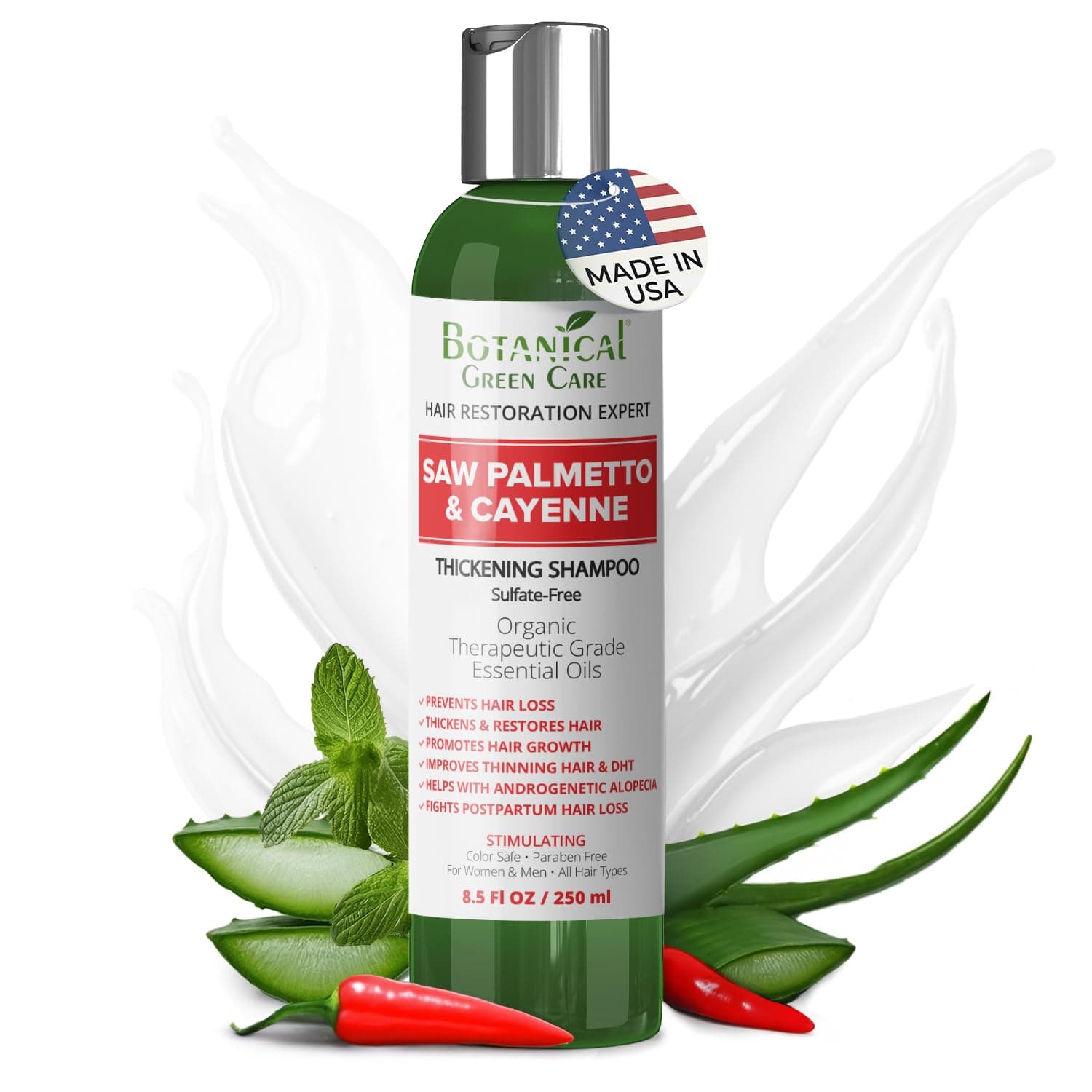 Hair Growth/Anti - Hair Loss Sulfate-Free SHAMPOO “Saw Palmetto & Cayenne”. Alopecia Prevention and DHT Blocker. Doctor Developed. NEW 2018 FORMULA!