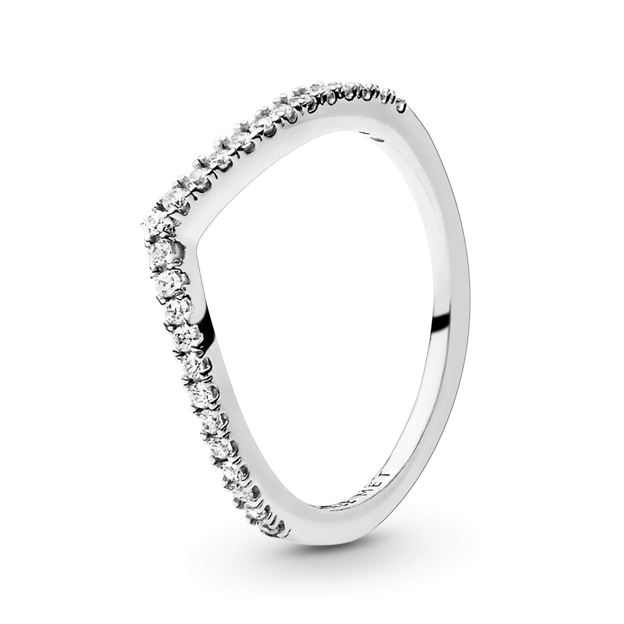 Jewelry Sparkling Wishbone Cubic Zirconia Ring in Sterling Silver