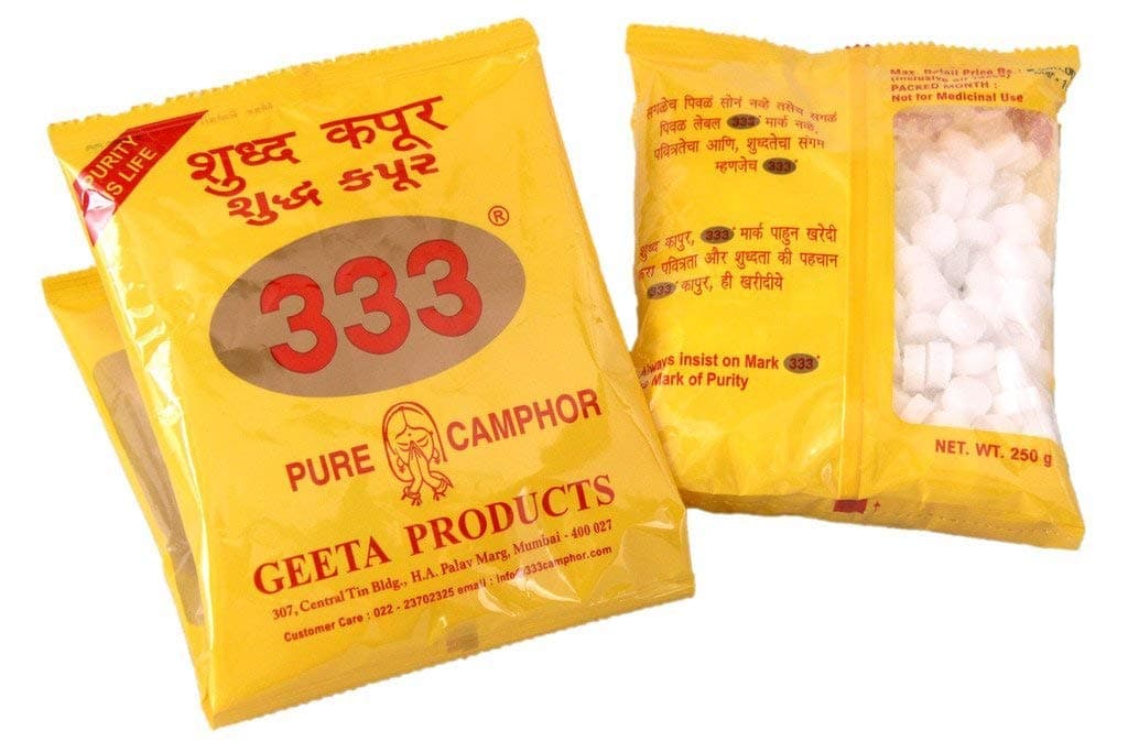 333 Pure Camphor Tablets Authentic Indian Camphor - Karpoor for Puja - Worship -250 Grams