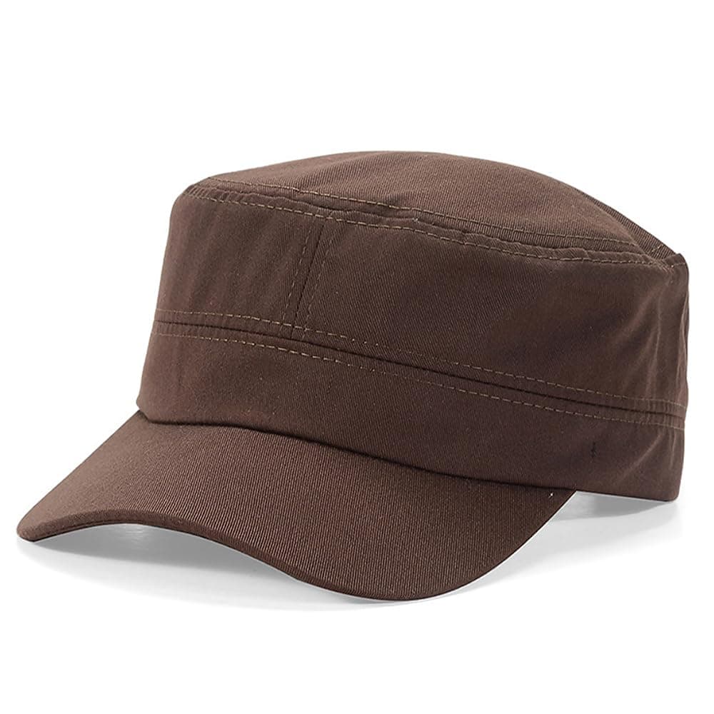 Cadet Army Cap Military Style Adjustable Flat Top Cap Unisex Basic Baseball Hat for Men Women