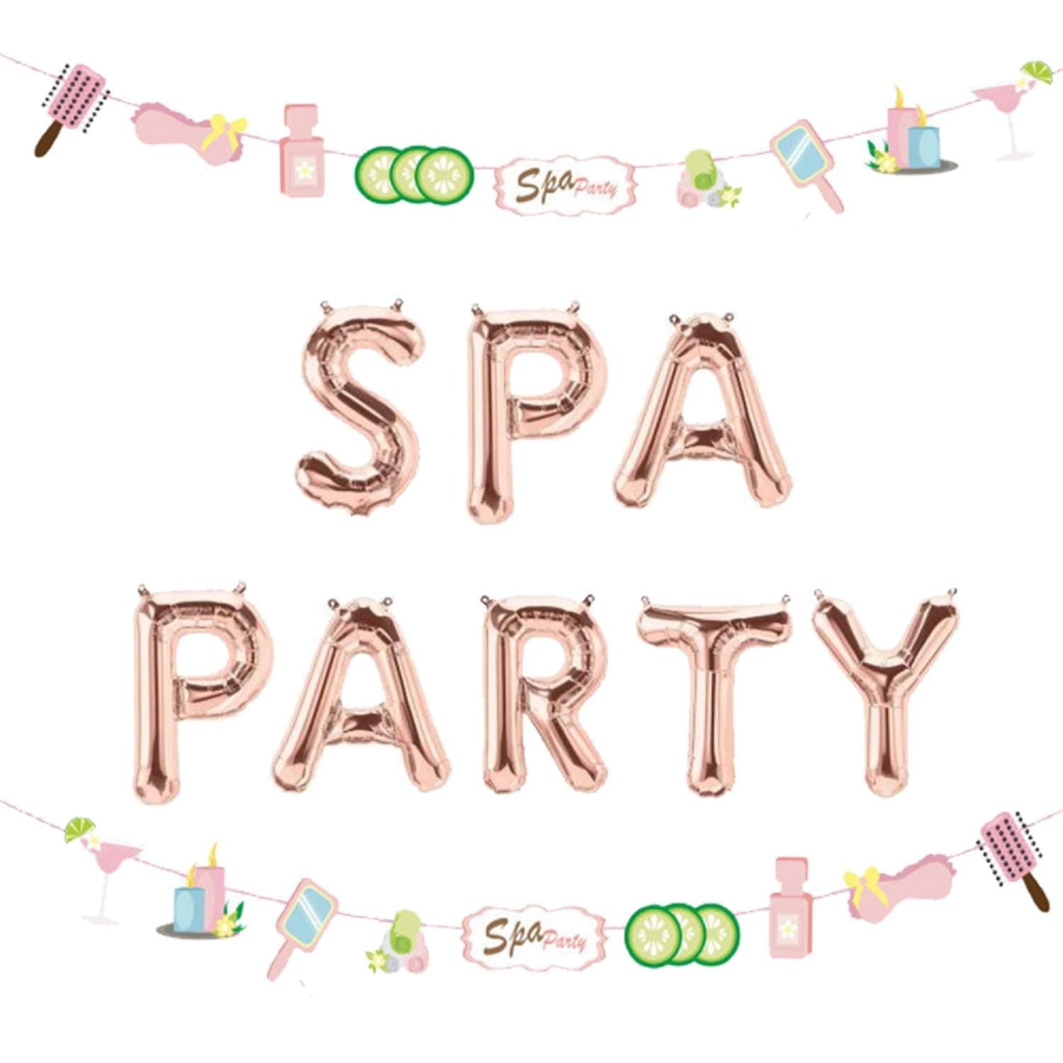 LaVenty 26 PCS Spa Party Balloons Spa Party Decoration Nail Polish Banner Spa Party Banner Spa Theme Birthday Party Salon Party Decoration Makeup Party Decoration