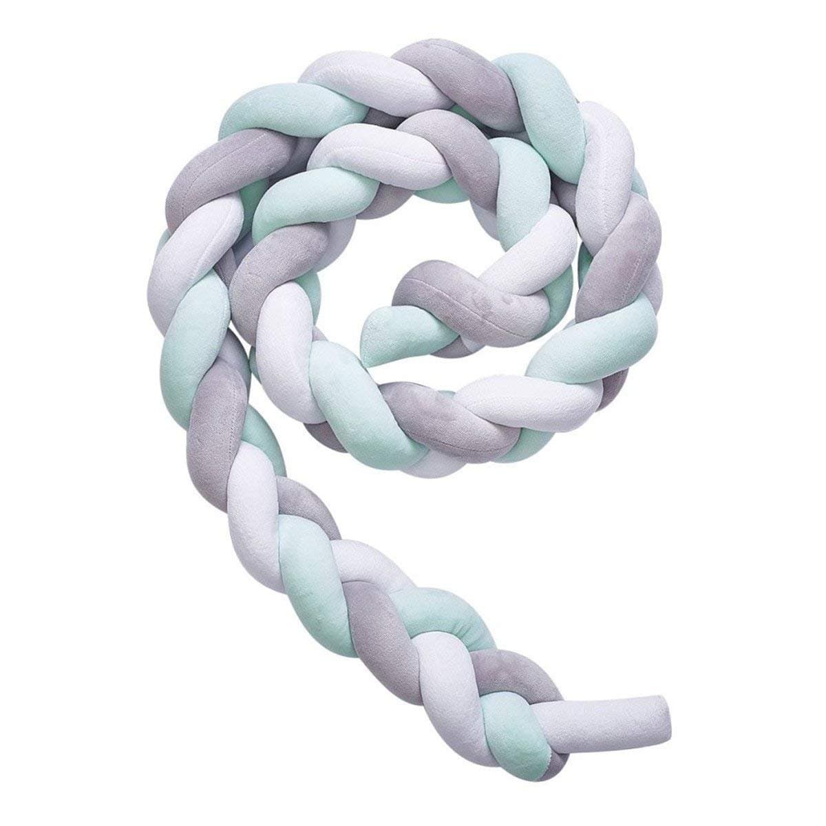 Wanguo Braid Pillow, Baby Crib Bumper Cushion Plush Knot Pillow Baby's Room Decoration 78.7"