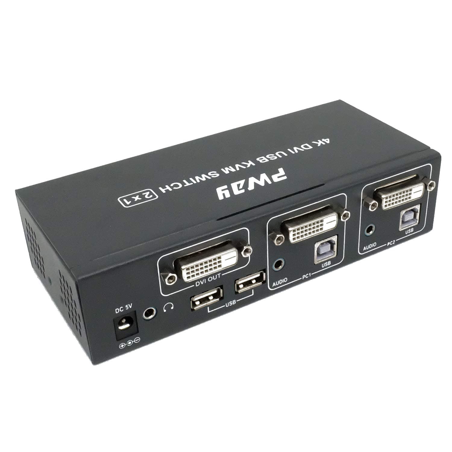 PW-SD0201K KVM Switch DVI 2 Port with Cable Kit and Supports 1920x1200P@60Hz (4Kx2K@30Hz) DVI1.0 Windows 2000/XP/7/10 Linux and Mac for PC Monitor Keyboard Mouse DVR NVR Nintendo Switch