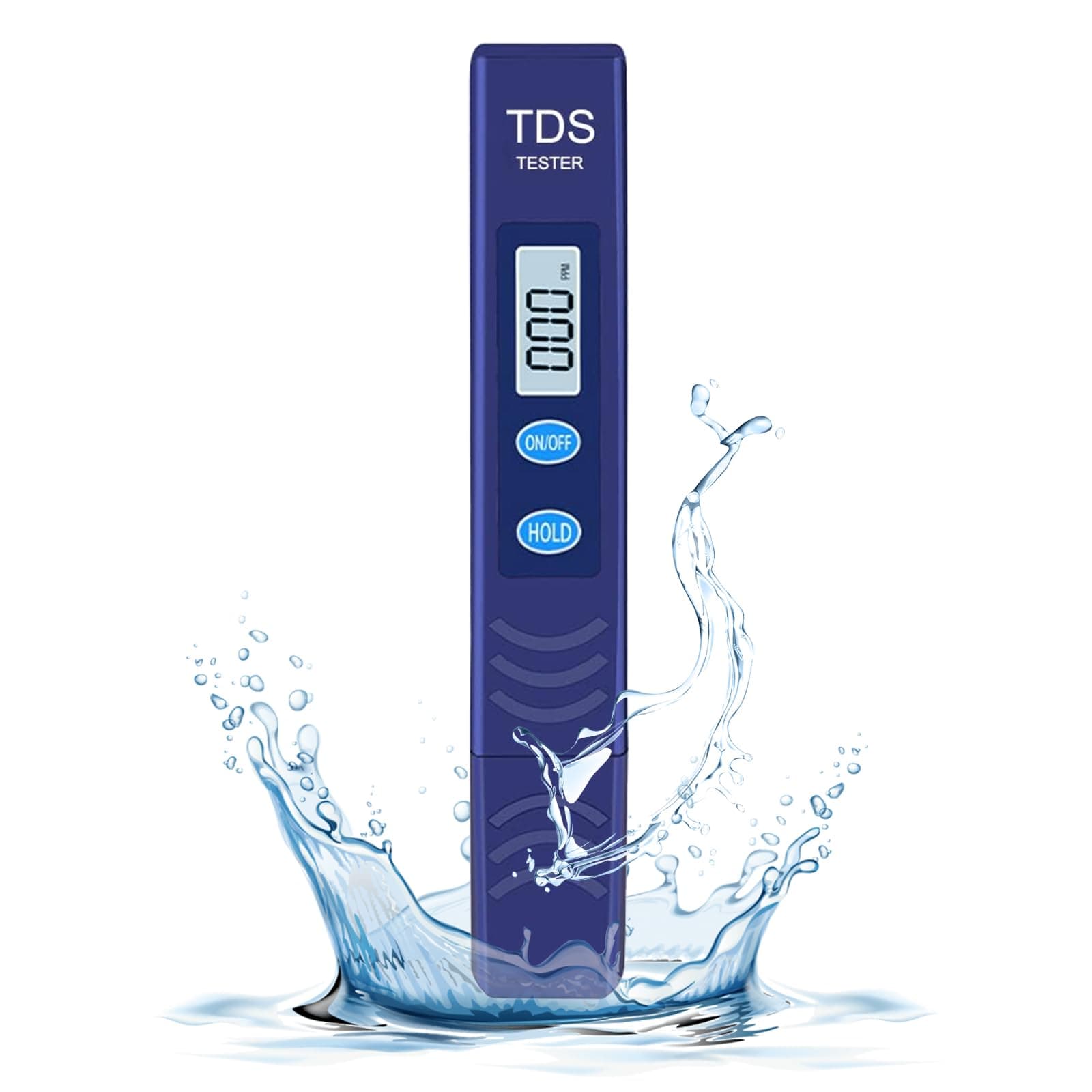 TDS Meter, Digital Water Quality Tester with Automatic Temperature Compensation (ATC), 0-9990 ppm Range, for Drinking Water, Tap Water, Aquariums, Water Filters (Blue)