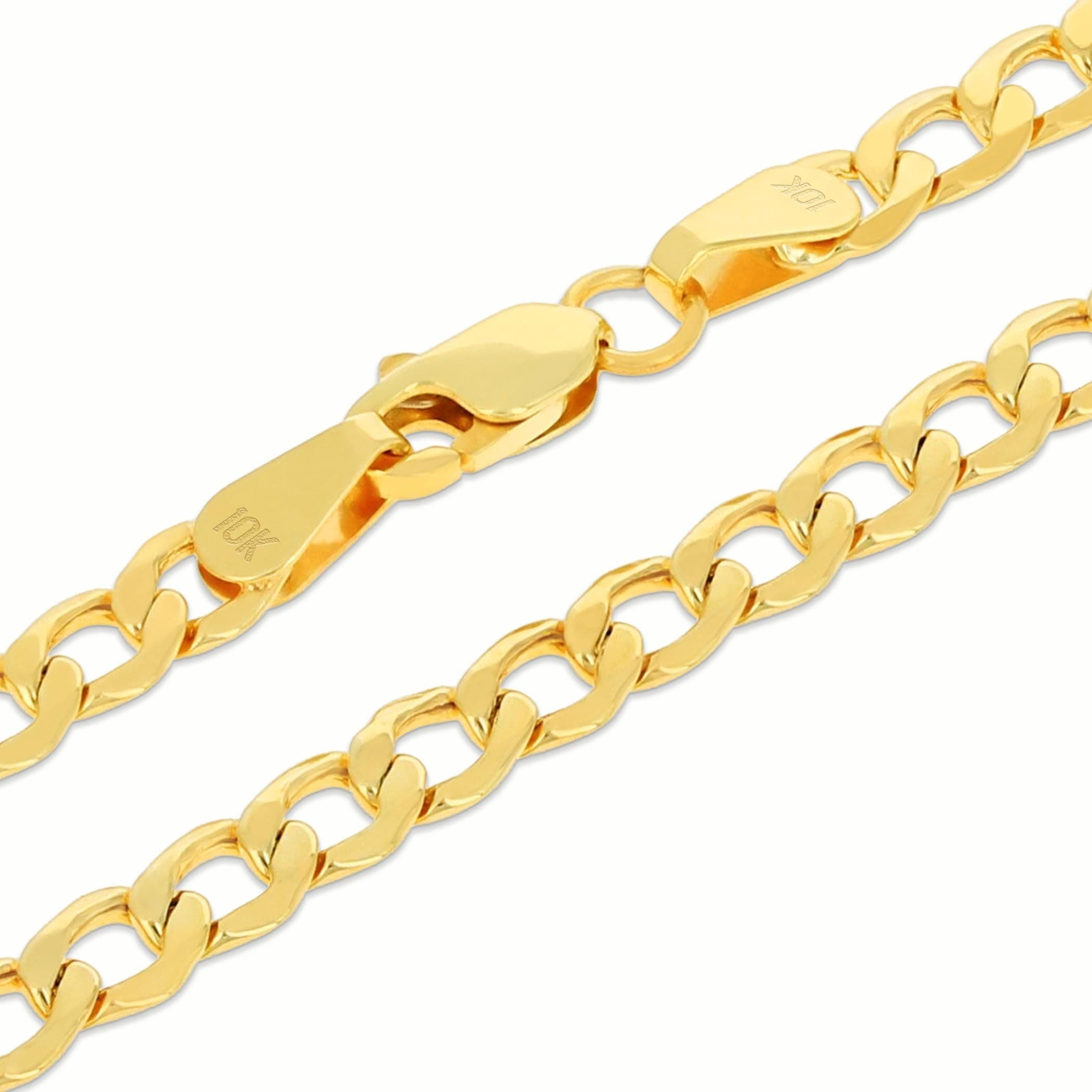 10k Real Yellow Gold Cuban Curb Link 3.5mm Chain Necklace (16"-30") Italian Jewelry for Men & Women