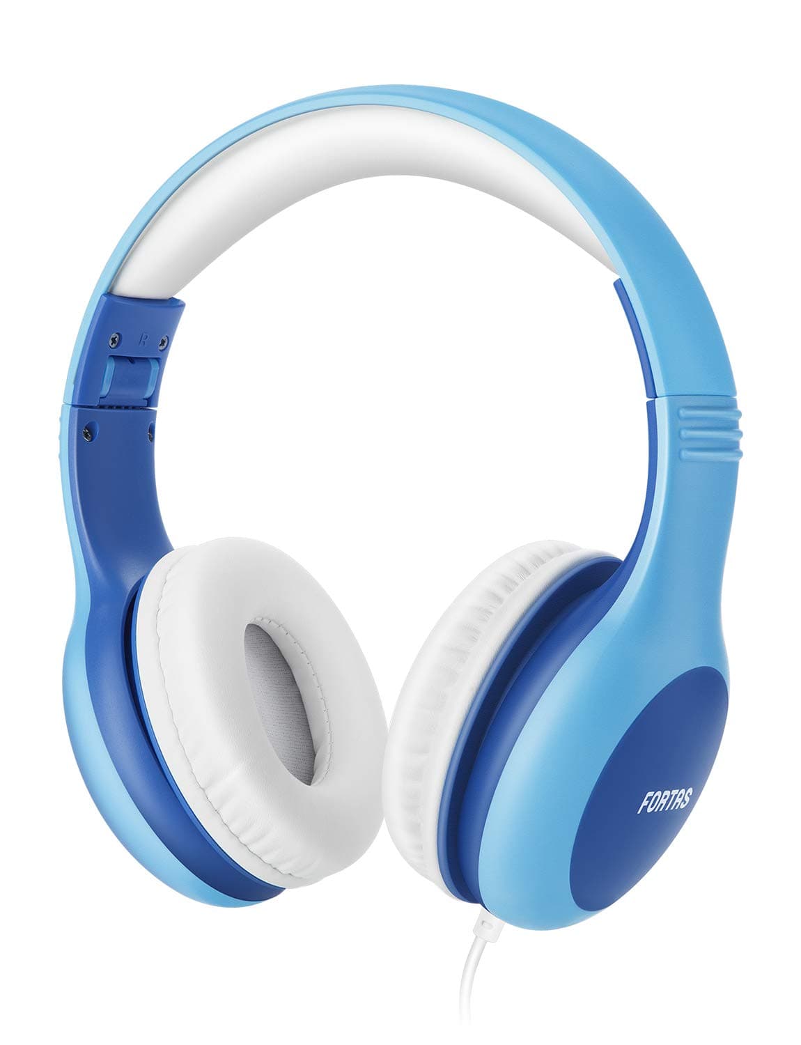 Fortas FT001 Kids Headphones, Audio Sharing Function On-Ear Headphones with 85dB Volume Limited, Soft Earmuffs, 3.5mm Jack, Compatible with iPhone, iPad, Cellphones, Tablets, Android, Mac, PC (Blue), Medium size