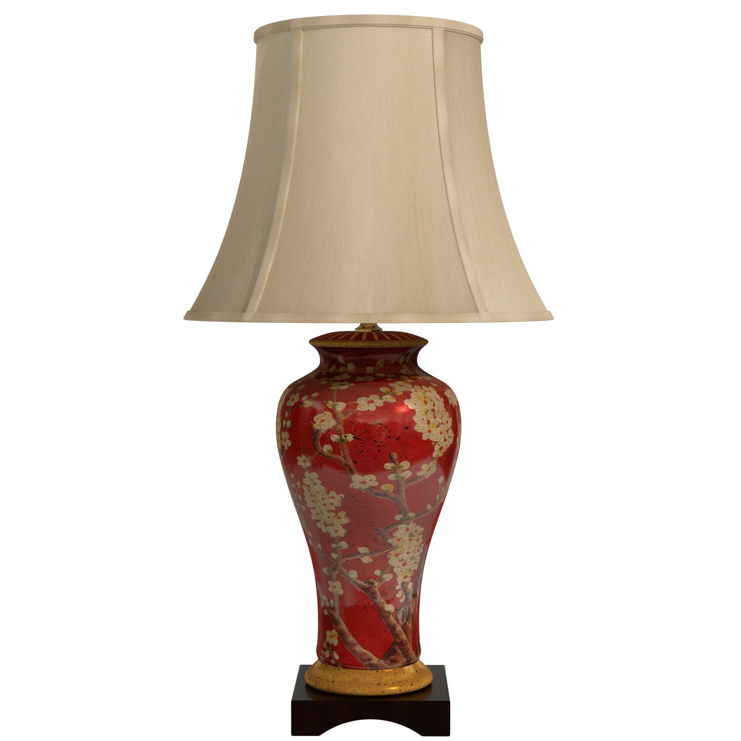 Red Lantern 30" Glazed Sakura Blossom Vase Lamp