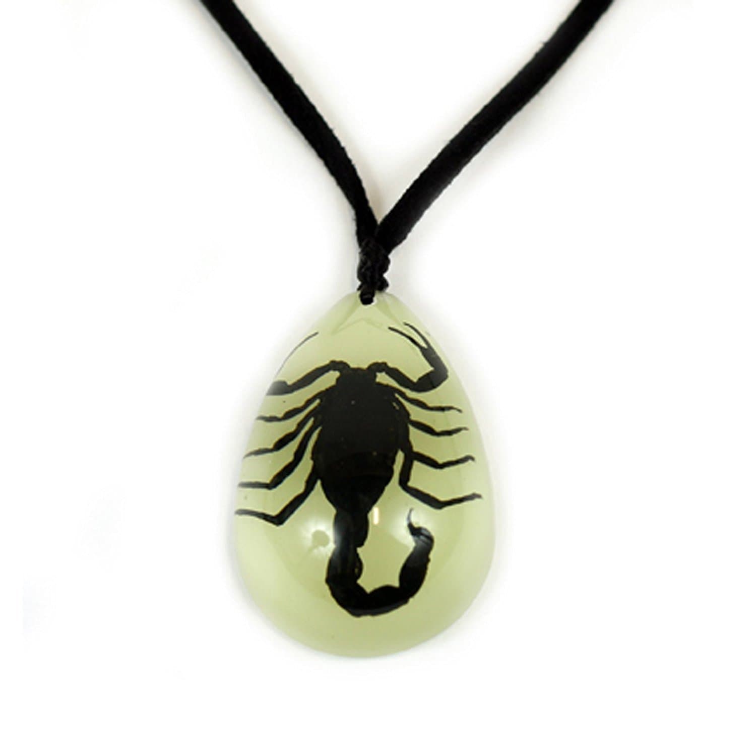 Black Scorpion Necklace, Glow in The Dark, Leather