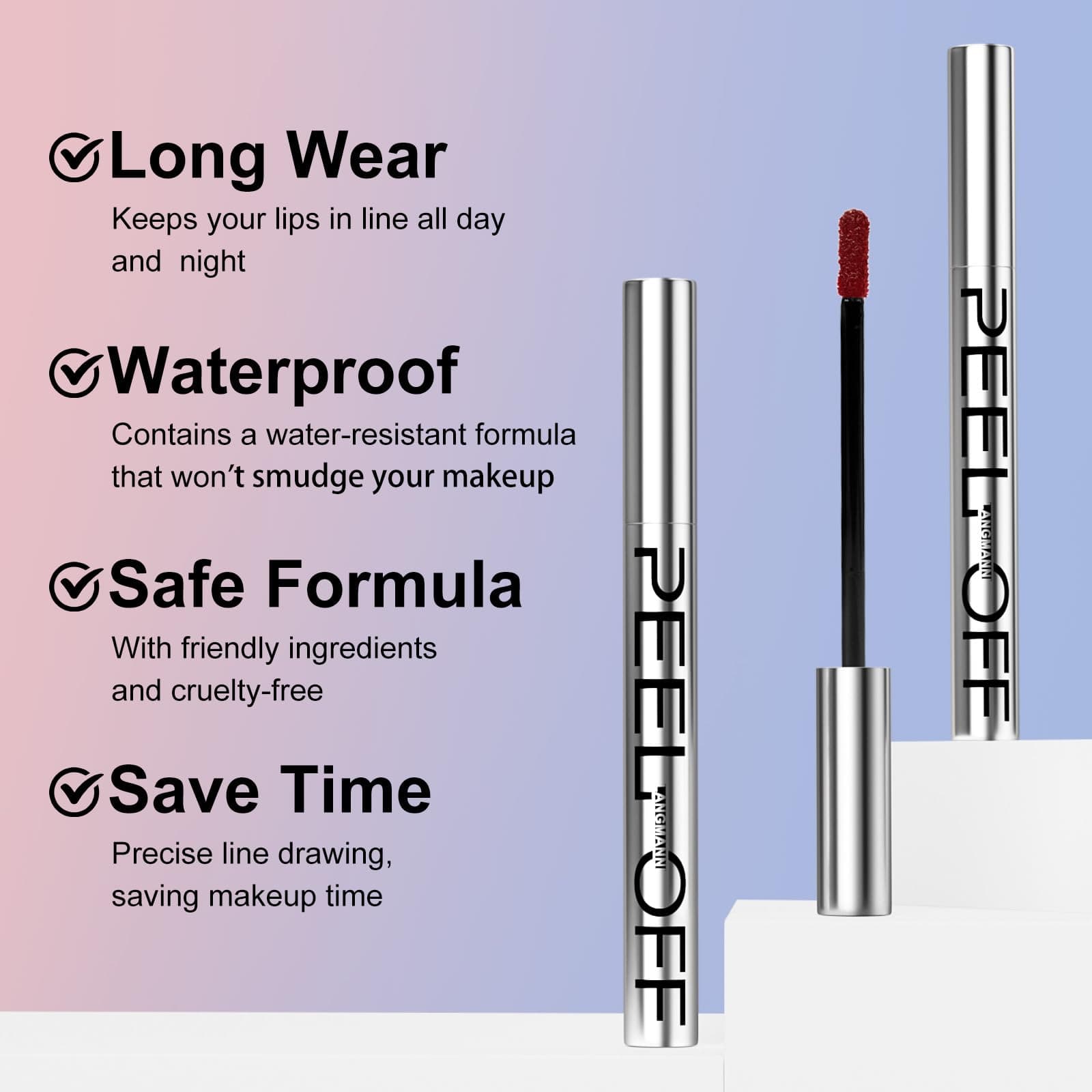 LANGMANNI 3 Colors Long-Lasting Peel Off Lip Liner Set, Waterproof & Smudge-Proof Matte Lip Liners Gift Makeup For Girls (#1+2+3)