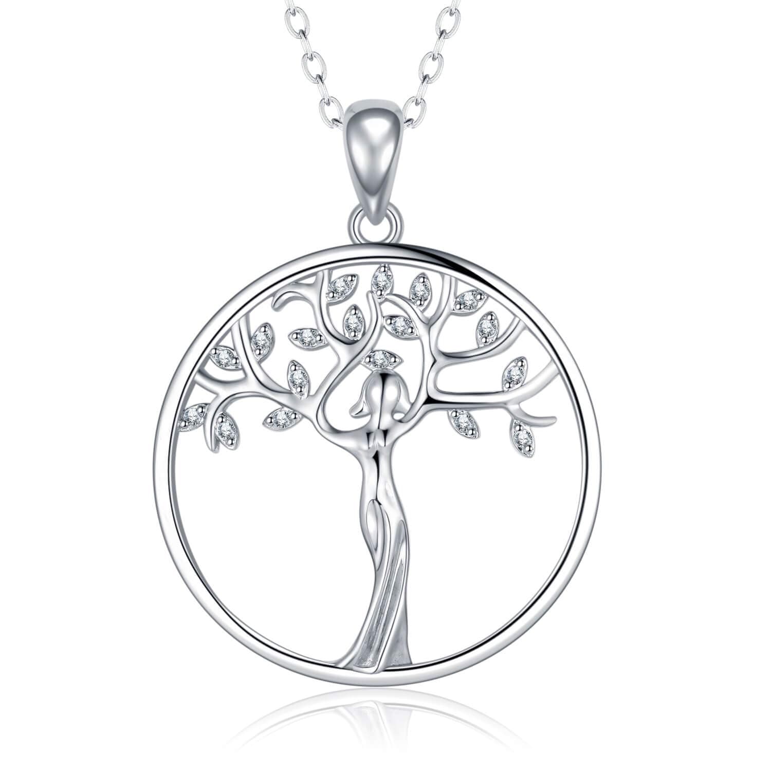 925 Sterling Silver Family Tree of Life Pendant Necklace Mother Day Jewelry Gift for Mom Women Girls