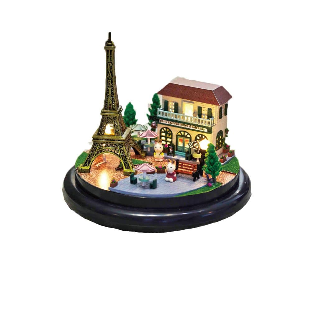 Romantic Style Magic Paris Garden Snow Provence Sight Beautiful Handmade Engraved Wooden Plastic Music Box Storage Display Gift Artwork Handicrafts Home Decoration Valentines Day Wedding Birthday