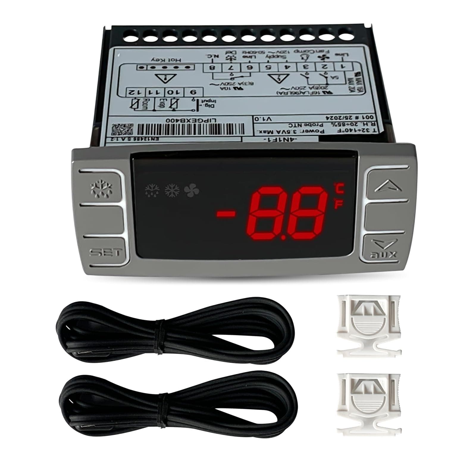 for Dixell XR06CX-4N1F1 Digital Thermostat Controller with Temperature Sensing Probe 120V 50-60Hz Temperature Controller for Refrigerators Freezer