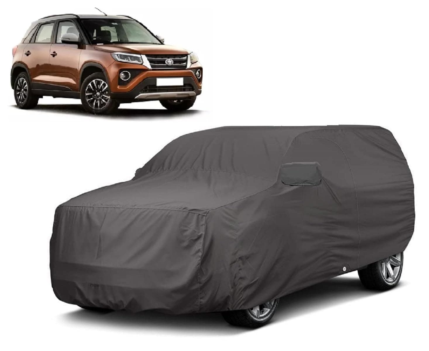 Auto Hub Car Cover Compatible with Urban Cruiser with Mirror Pocket, Water Resistant, Triple Stitched, Urban Cruiser Car Cover- Grey