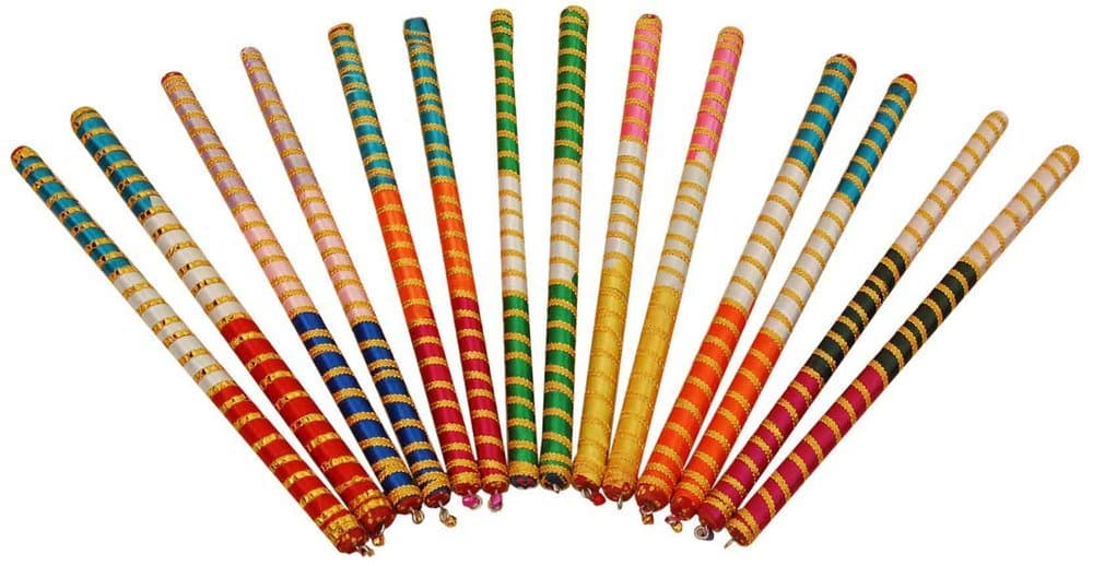 Tuski Creation's Pack of 12 Pairs Dandiya (24-Sticks) for Garba