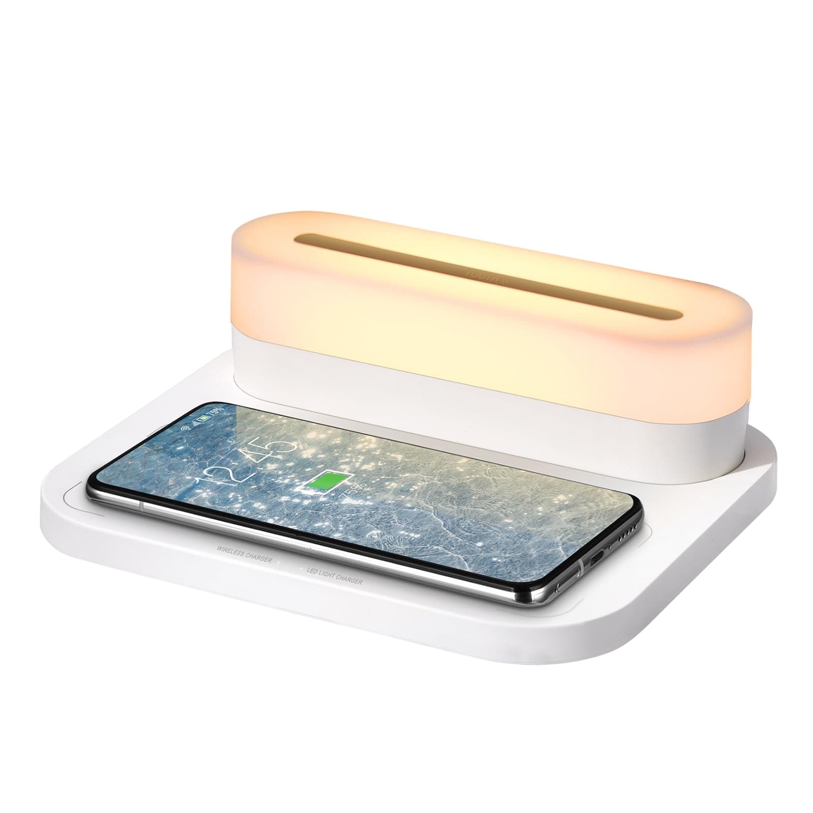 COLSUR Multifuction Table Lamp 15W Fast Wireless Charger Lamp with 10%-100% Adjustable Brightness, 3 Color Modes Touch Control LED Night Light with Magnetic Function Office Desk (White)