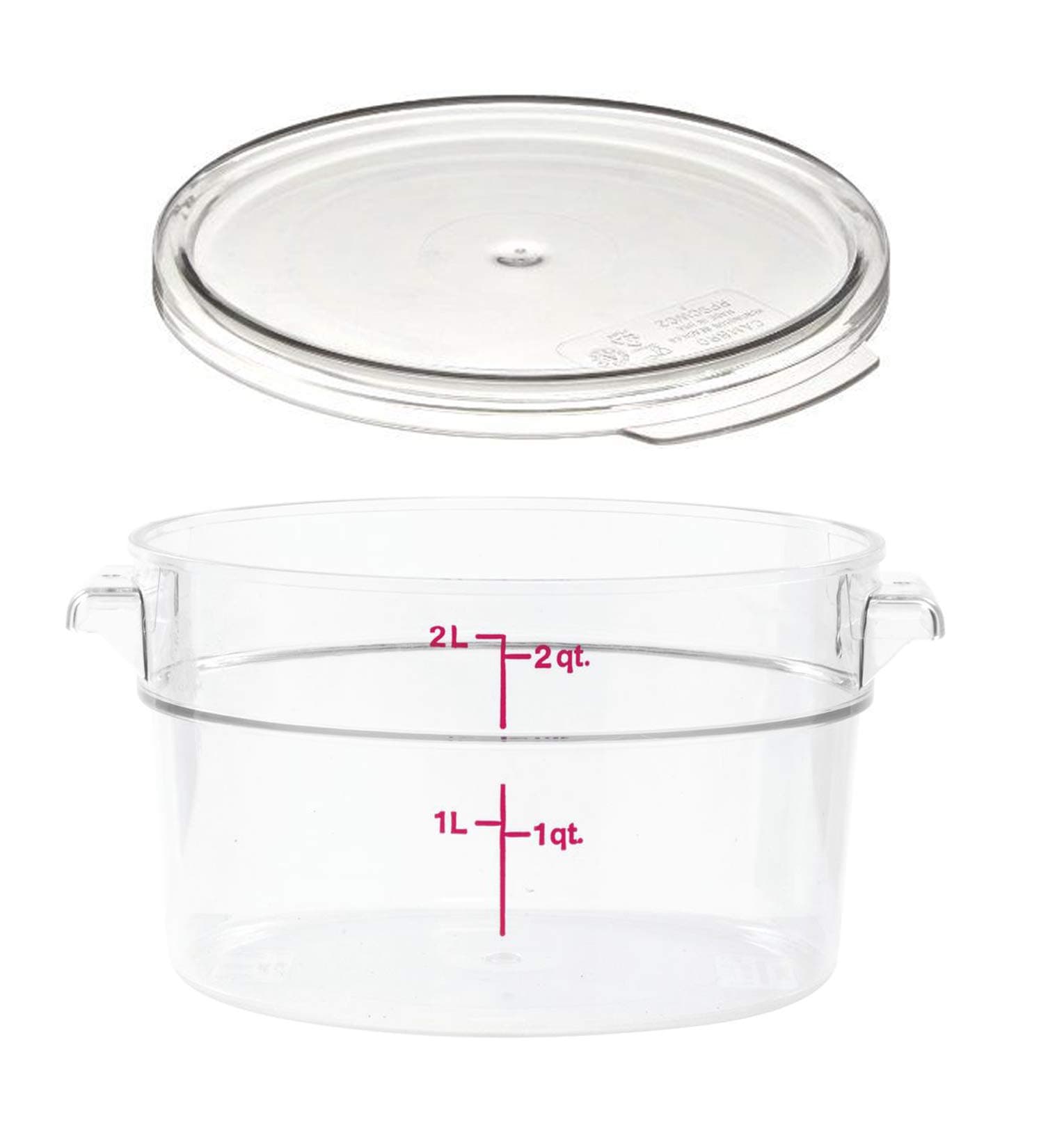 Cambro RFSCW2135 Camwear 1.9l Clear Round Food Storage Container with RFSCWC2135 Clear Round Lid