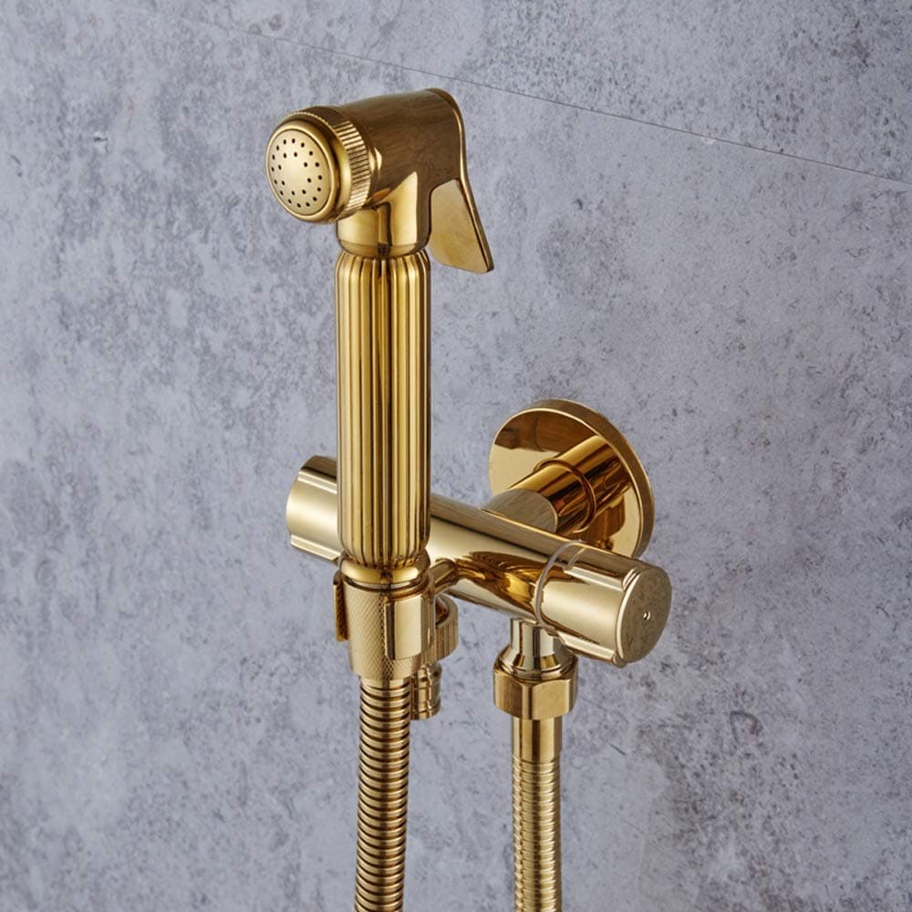Mountr Valve With Shower Seat Toilet Handheld Bidet Spray Gold Muslim Cloth Diaper Spraye Kit Set Closestool Squatting Pan Flower Sprinkle Cleaning Gold One Into Two Out Three-way Angle Taps