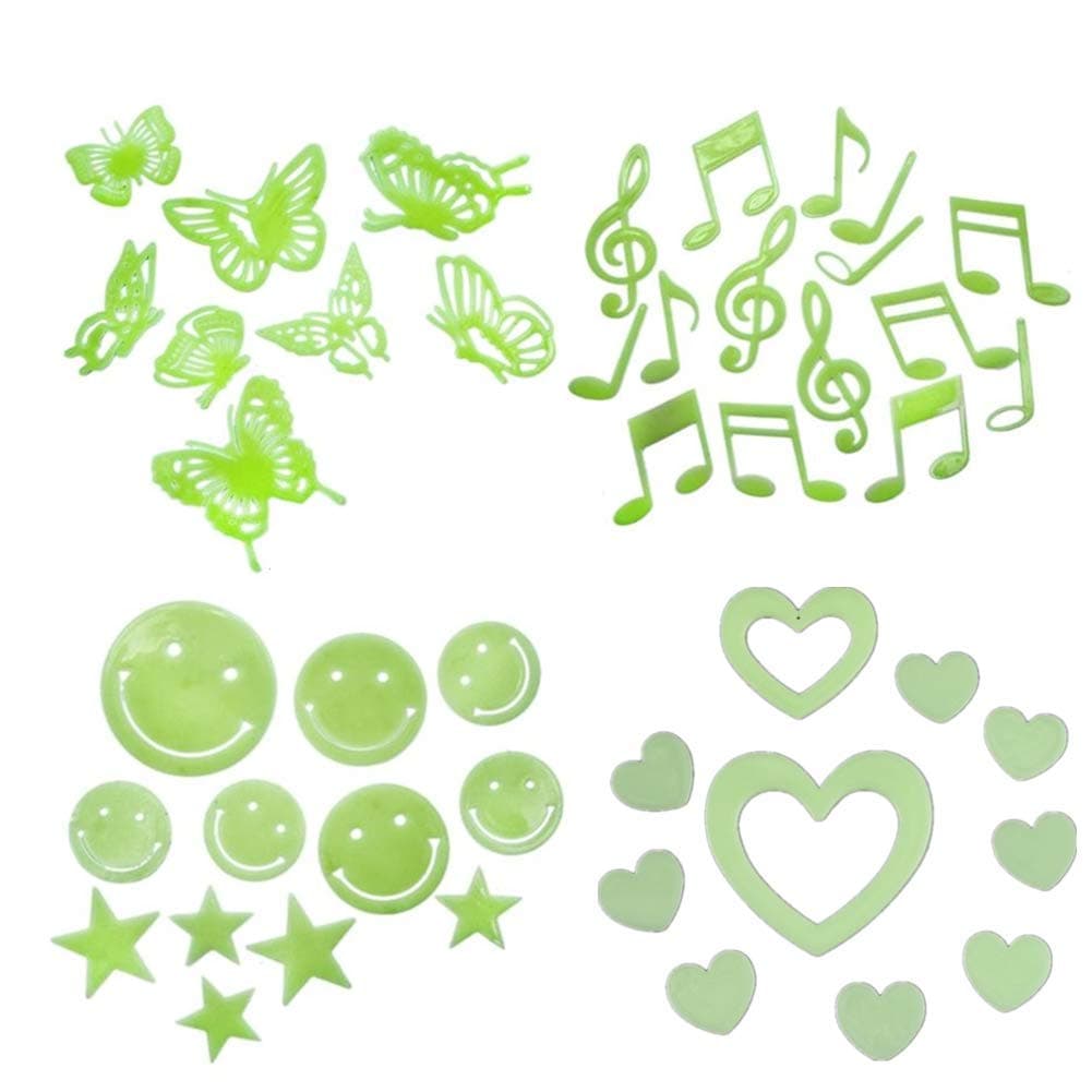 Glow In The Dark Stars Wall Decor Stickers, 47 pcs 3D Luminous Fluorescent Stickers Set for Children's Room/Kindergarten/Bedroom/Living Room/Dormitory/Kids Room/Home Decor/Background/Window Decoration