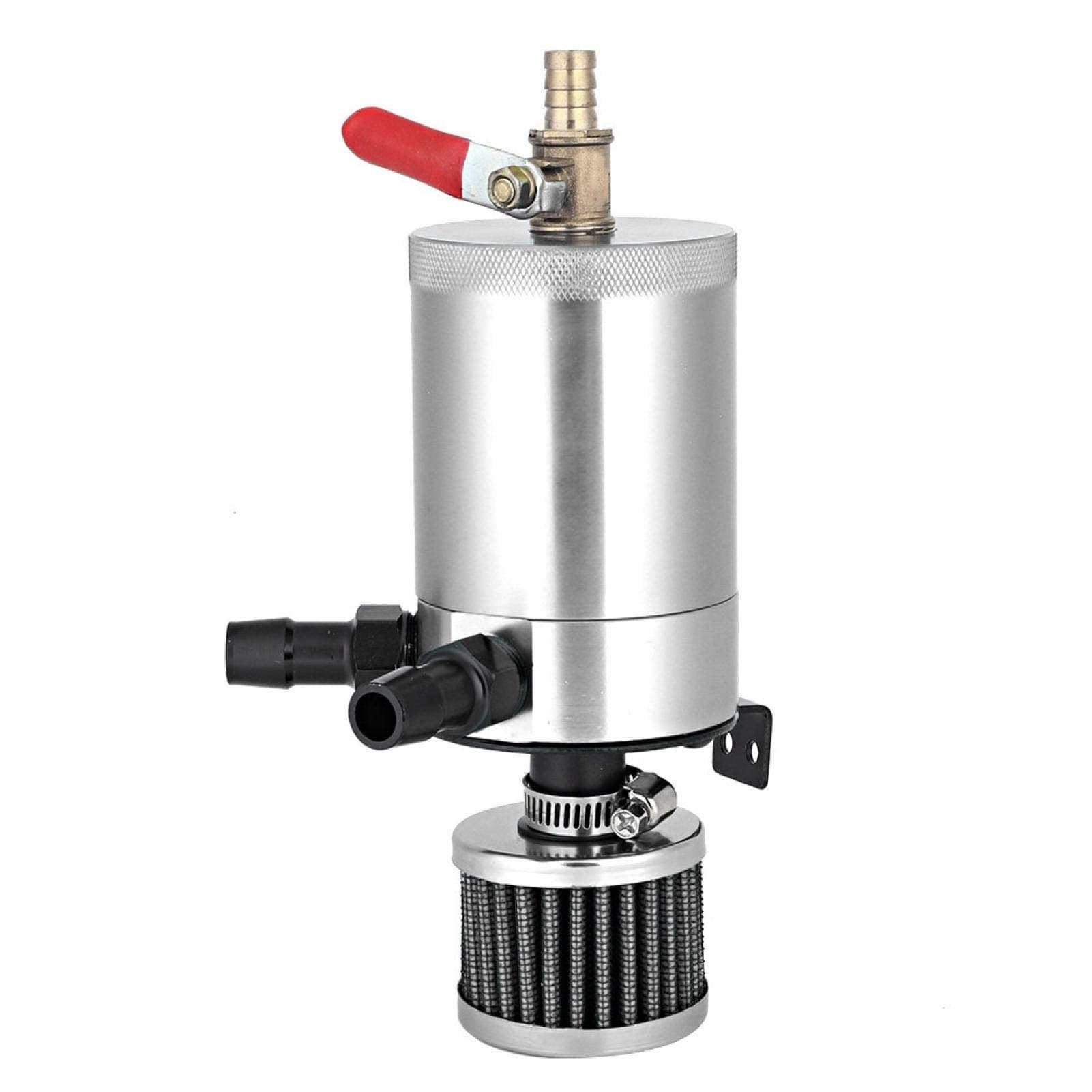 Car Accessory, Catch Can, Oil Tank Reservoir With 2 Port Accessory Kit Oil Catch Tank Breather 63mm / 2.5in for Professional Use Vehical(Silver)