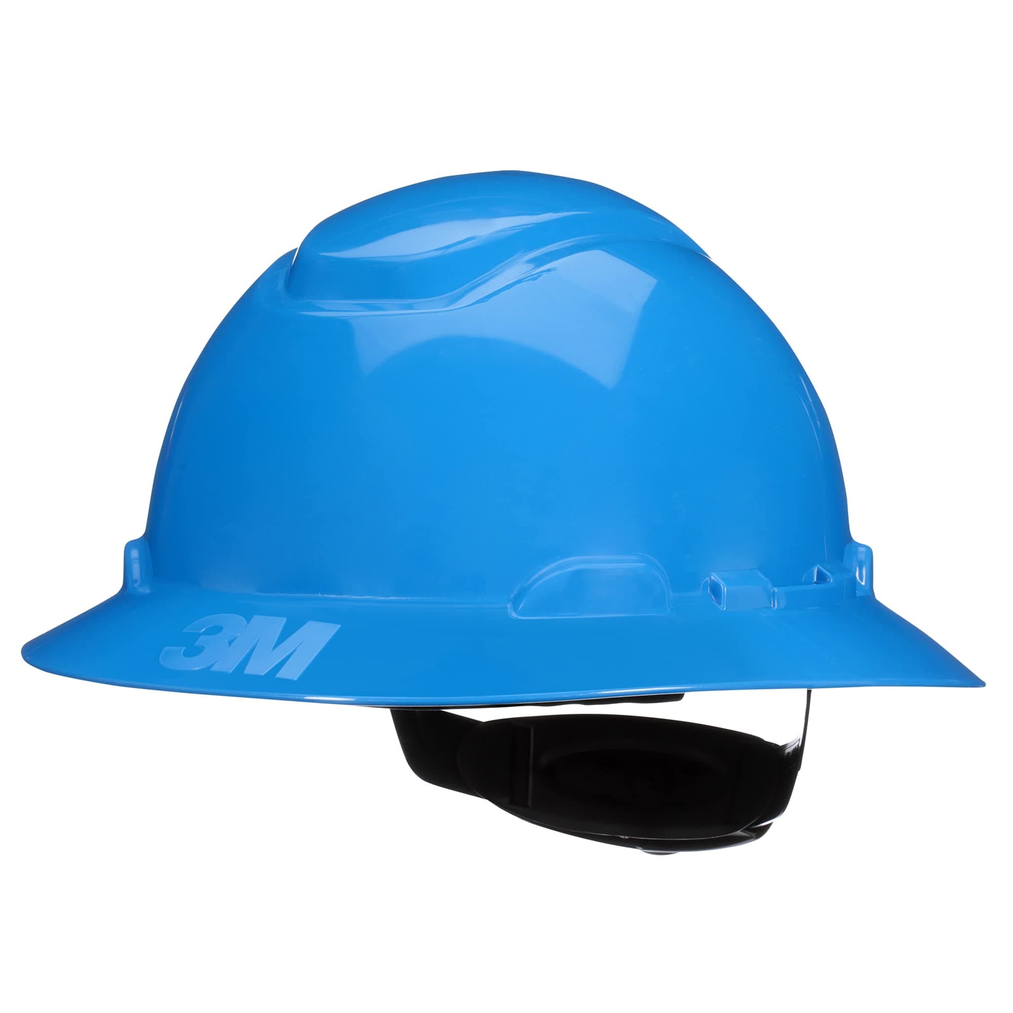 SecureFit 3M Hard Hat H-803SFR-UV, Blue, Non-Vented Full Brim Style Safety Helmet with Uvicator Sensor, 4-Point Pressure Diffusion Ratchet Suspension, ANSI Z87.1