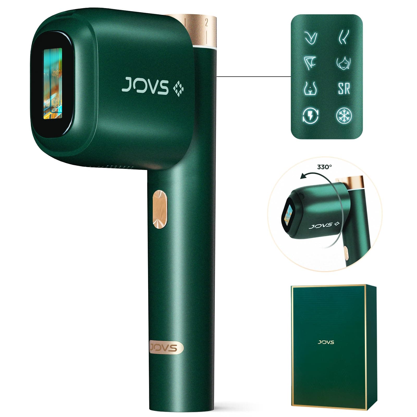 JOVS Laser Hair Removal, [24J Energy] IPL Hair Removal for Women and Men, 37°F Painless Sapphire Ice-Cooling Tech, 6 Modes for Whole Body Hair Removal Device, 2 in 1 Skin Rejuvenation, 330° Rotation
