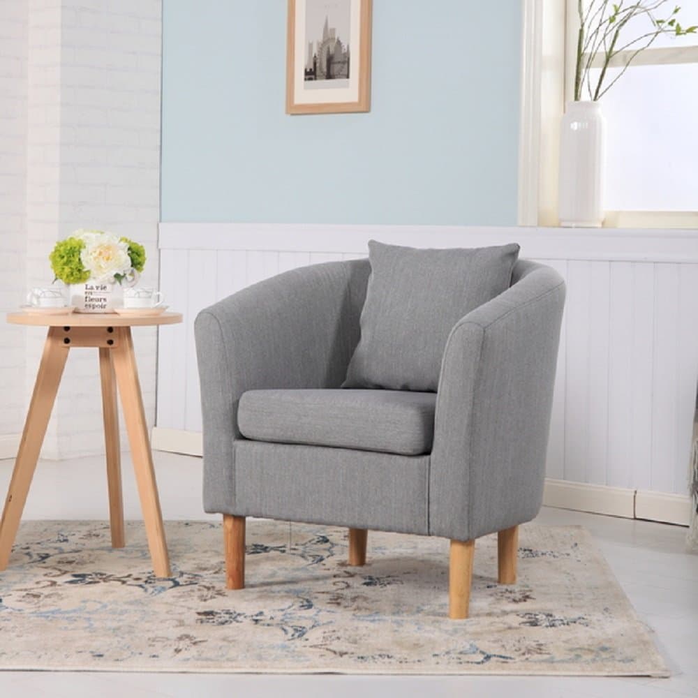 York Fabric Tub Chair Armchair Dining Living Room Office Reception Light Grey