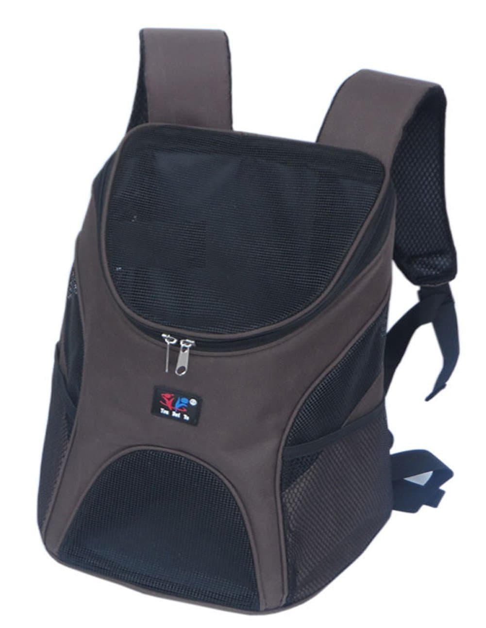 Greenery Multi-use Breathable Mesh Cover Durable Nylon Pet Puppy Dog Cat Small Animals Outdoor Travel Carrier Backpack Front Chest Bag Shoulder Handbag, Coffee