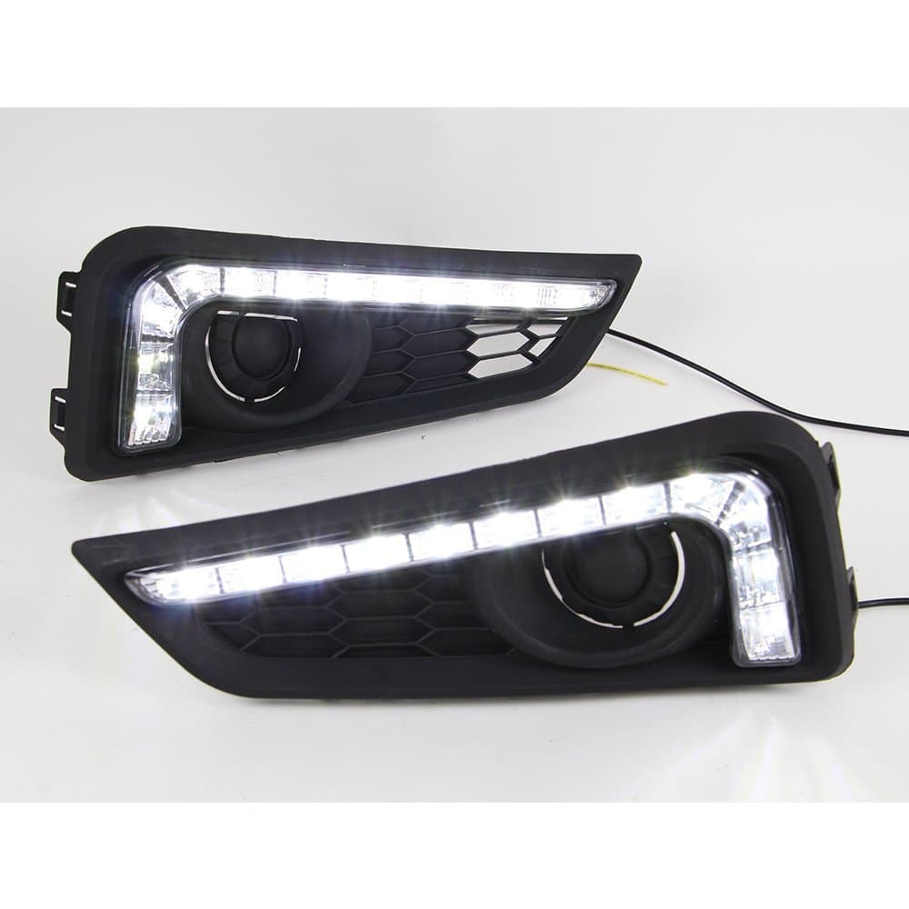 2016 New 2 Pcs White+Yellow LED Daytime Running light Super Bright Day Fog Light DRL Bulbs Turn Signal for HONDA CITY 2015 high configuration