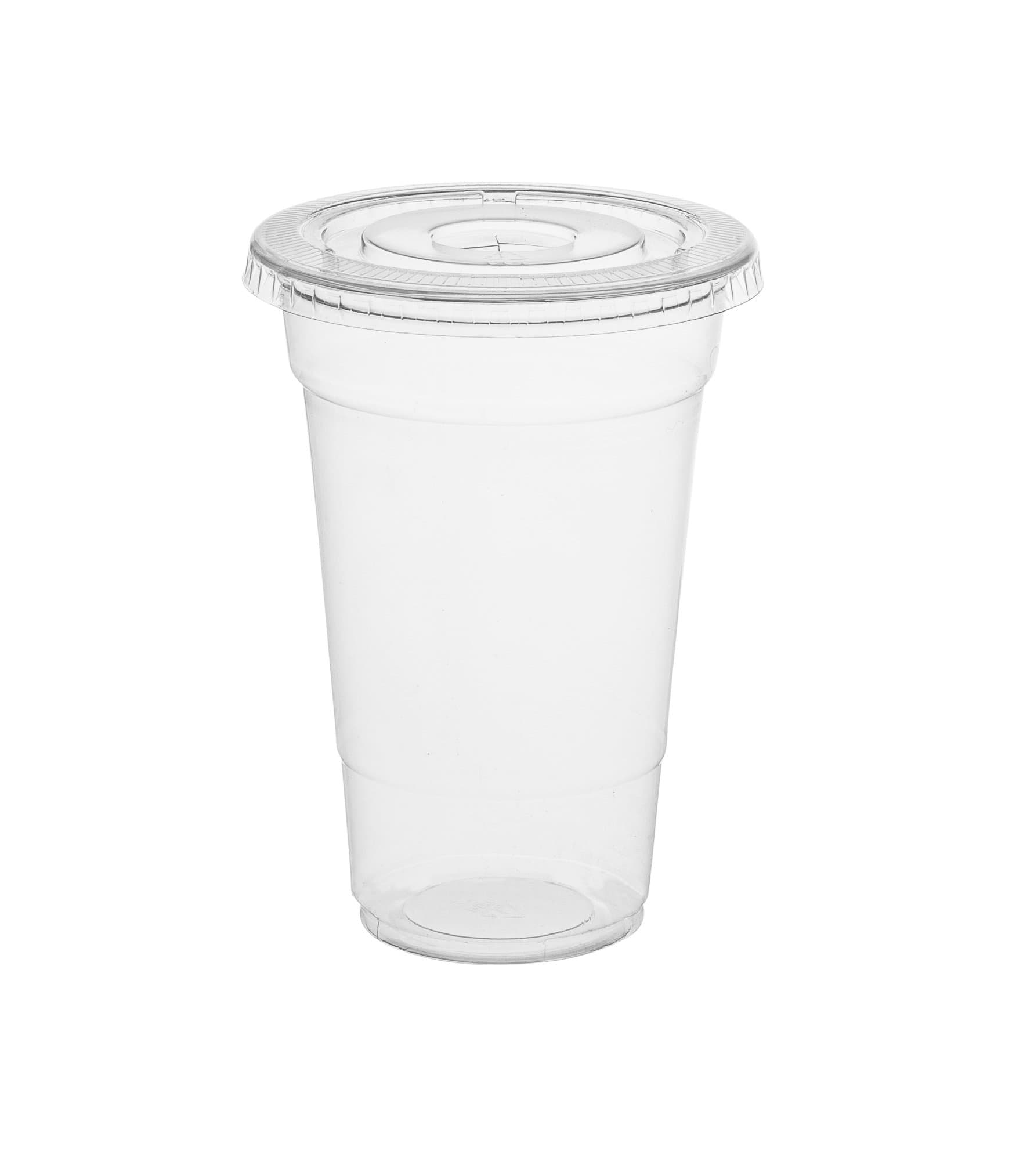 ESKAY PRODUCTS 10 oz.Clear Cups with Flat Lids, for Milkshake, Smoothies, Iced Coffee, Boba, Bubble Tea Disposable Cup, 50 Cups with Lids