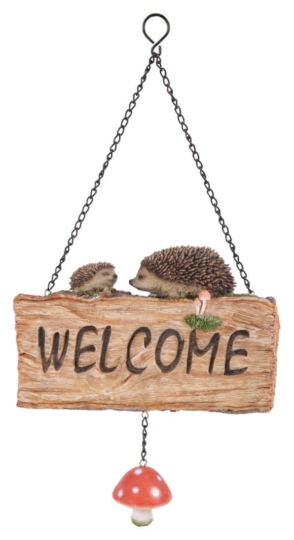 Vivid Arts Hanging Hedgehog Welcome Log - Hanging Home Ornament (HGF-081)