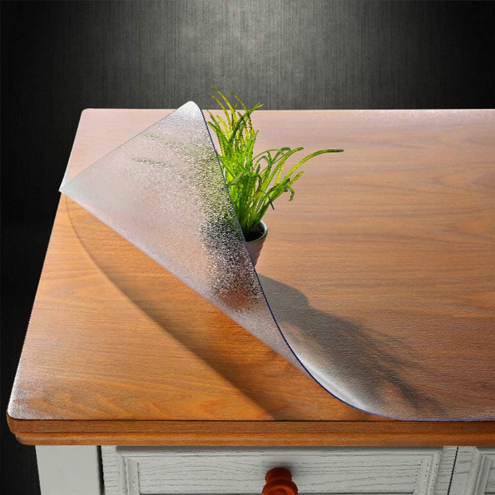 NECAUX Custom Multi-Size 1.5mm Thick Frosted PVC Table Cover Protector - 40 x 80 Inch Rectangular Plastic Protective Table Pad Kitchen Wood Grain Vinyl Dining Room Table Cover
