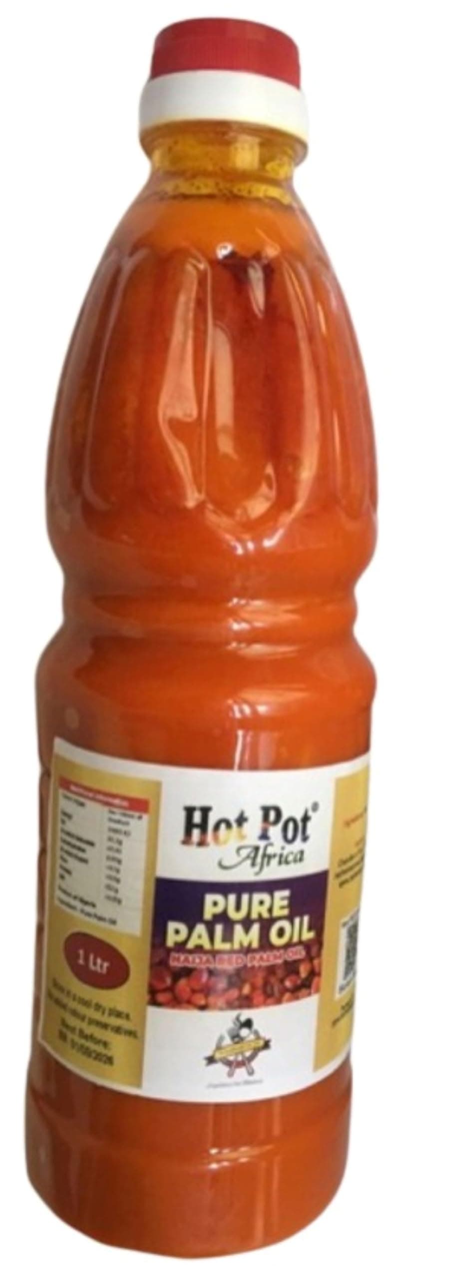 Red Palm Oil 1L – Pure Unrefined Nigerian Palm Oil for Cooking | Authentic African Cooking Oil for Jollof Rice, Soup & Stews | Natural Source of Vitamin A & E | Hot Pot Africa