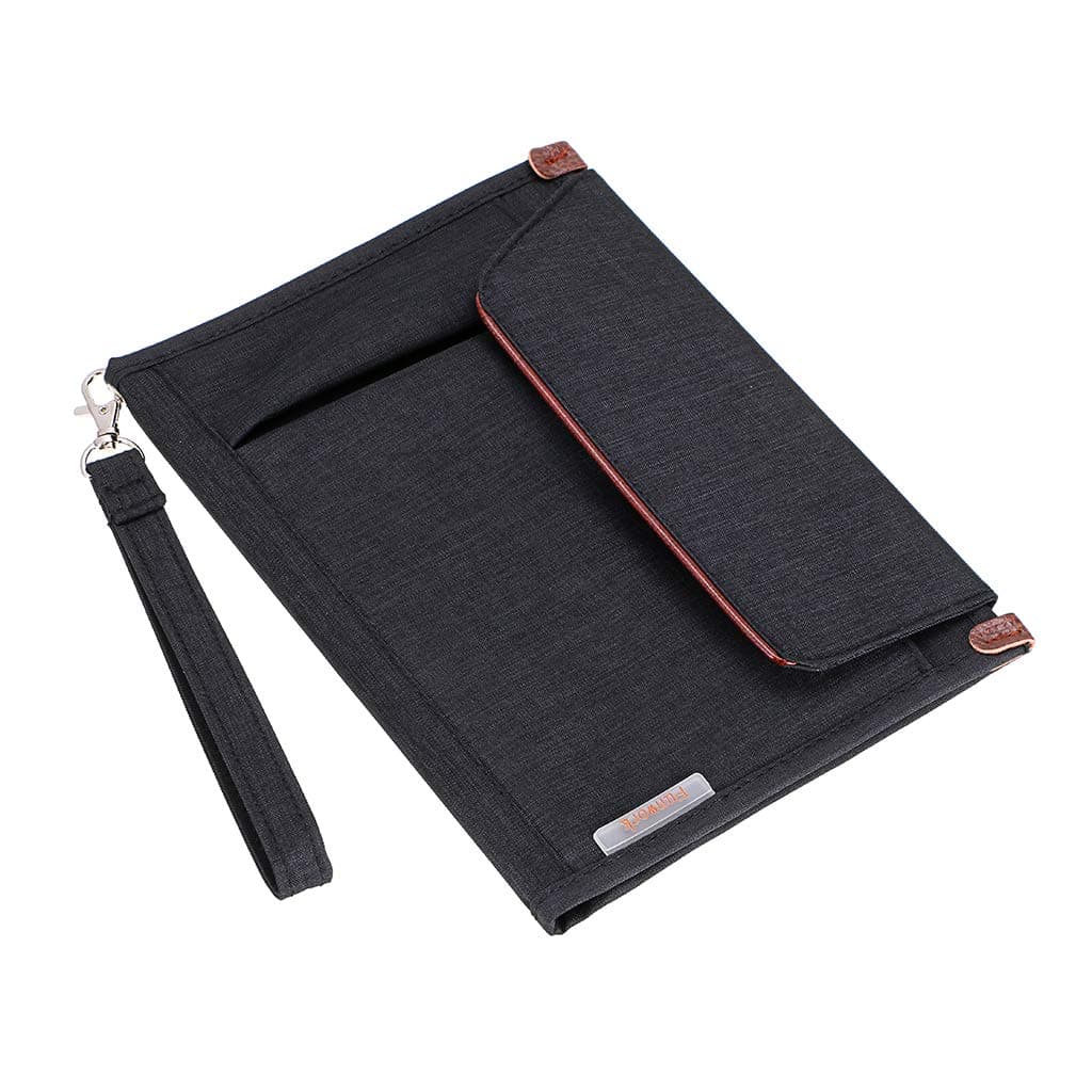 BTSKY Portfolio File Folder A5 Documents Bag Files Organizer Business Card Holder Stationery Bag Book & Bible Cover Briefcase Waterproof with Removal Handle Strap Easy to Carry (Black)