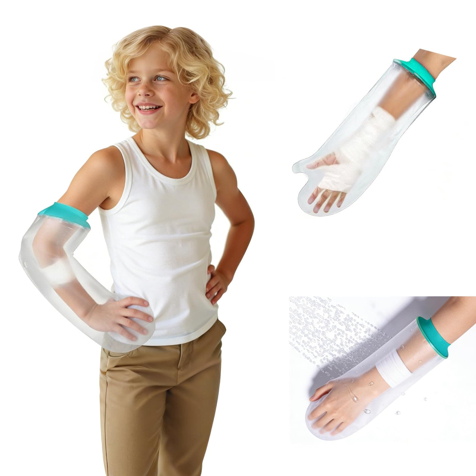Fhmidic Waterproof Cast Covers for Shower Arm kids - Keep Casts Dry During Showers | Reusable Arm Protector for Broken Hand/Wrist/Elbow | Fits 6”-14.5" Circumference | Medical Grade Protection
