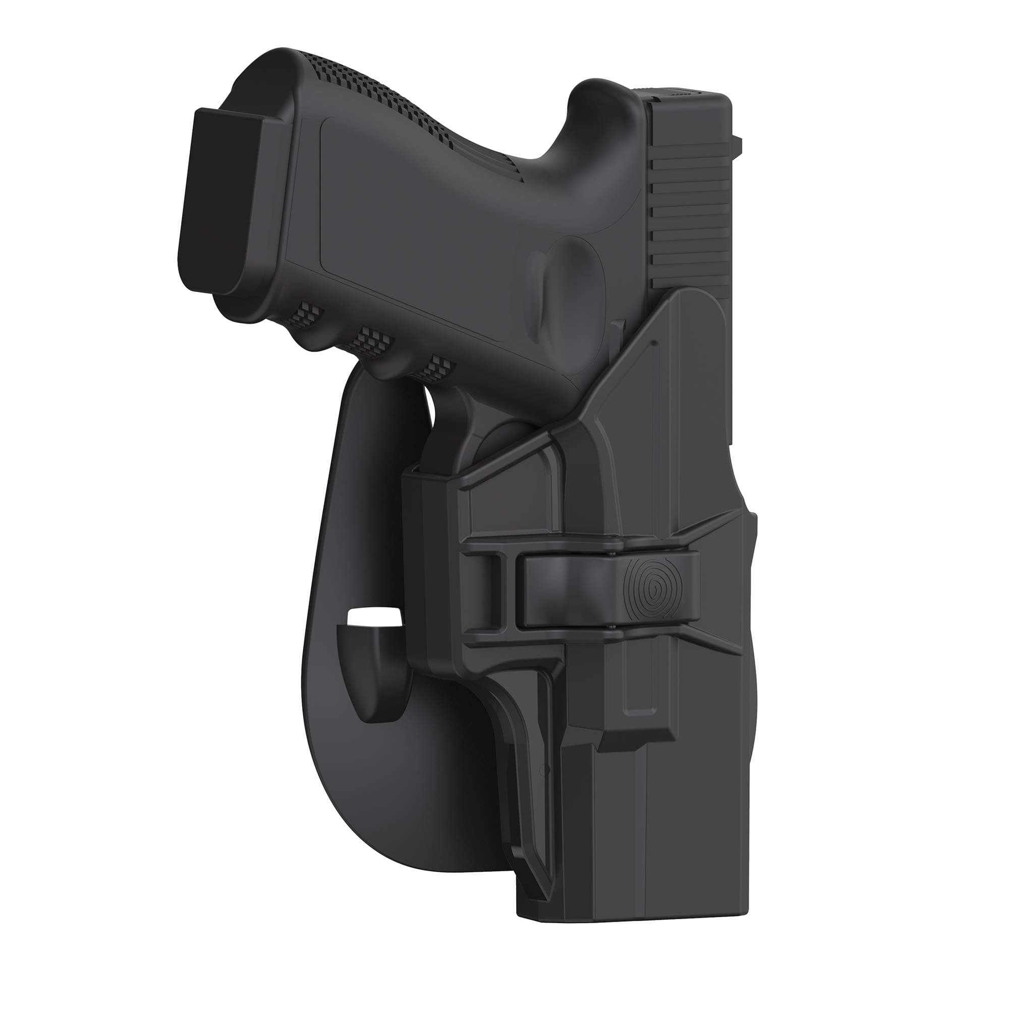 Glock 19 23 32 Paddle Holster, Tactical Outside Waistband Open Carry Holster with Trigger Release, Right-Handed, Black Finish