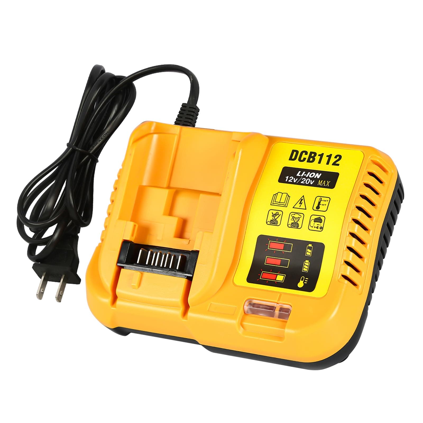 Lenoya DCB112 Repalcement Charger for Dewalt 12v/20v Battery Charger Compatible with Dewalt 12v/20v Max Battery DCB200 DCB203 DCB125 DCB107 Yellow