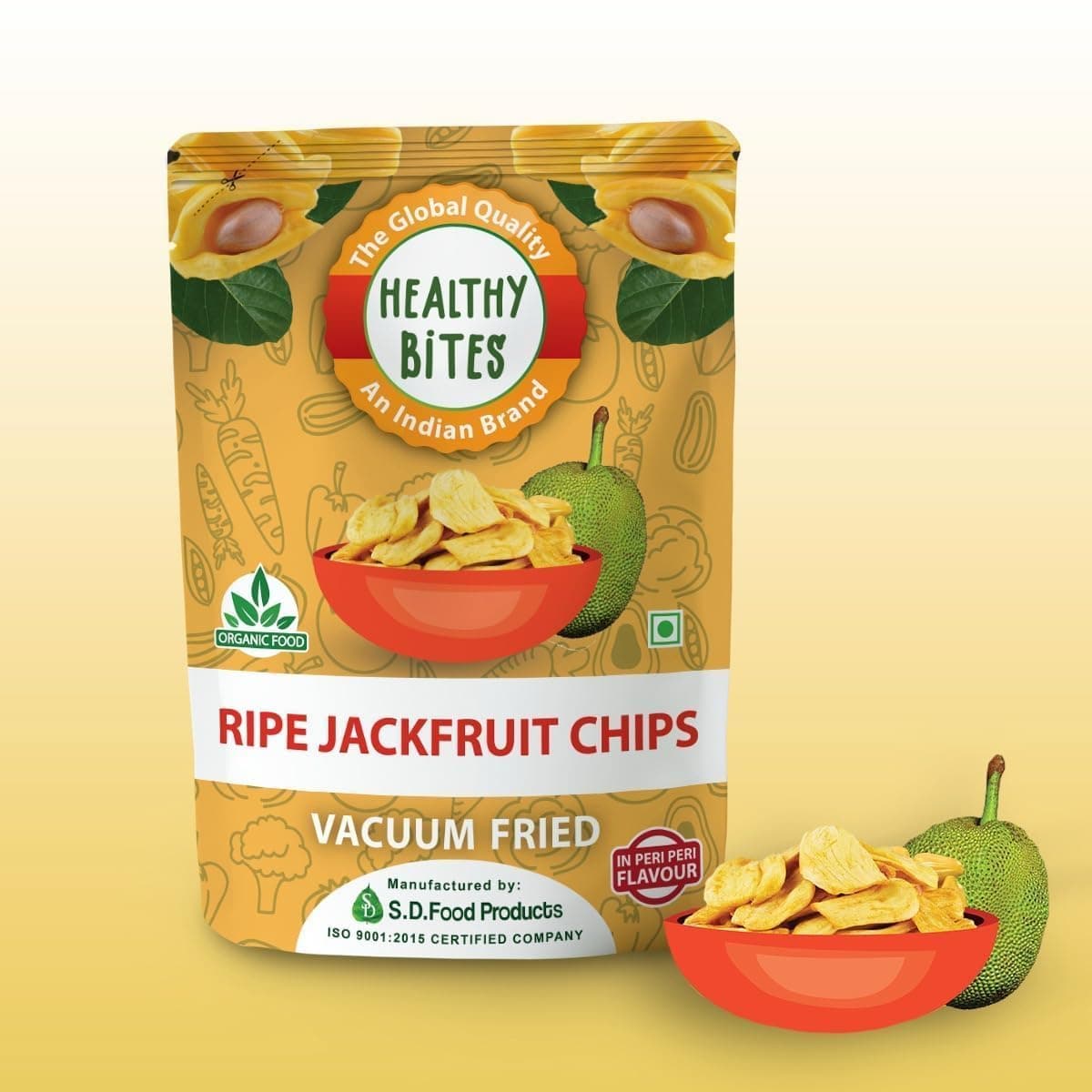 Heathly Bites Jackfruit Chips Crunchies | Ripe Jackfruit | Gluten Free | Vegan Friendly Snack |Low Fat| 50% Less Oil | Plant Based Snacks| No Preservatives - Pack of 3(45g*3)