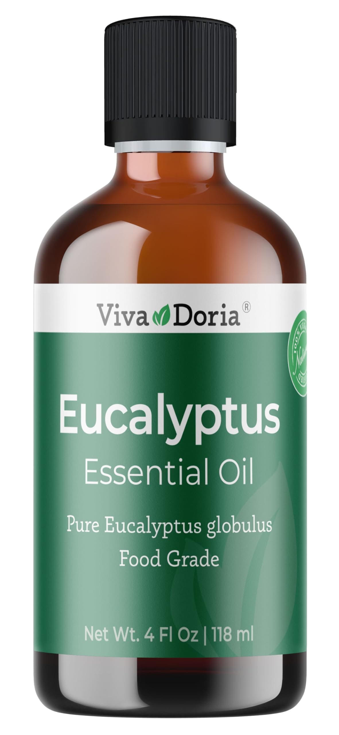 Viva Doria Eucalyptus Essential Oil, Food Grade, 118 ml (4 Fl Oz) | 100% Pure & Natural Eucalyptus Globulus | Aromatherapy Oil for Diffuser, Steam, and Massage