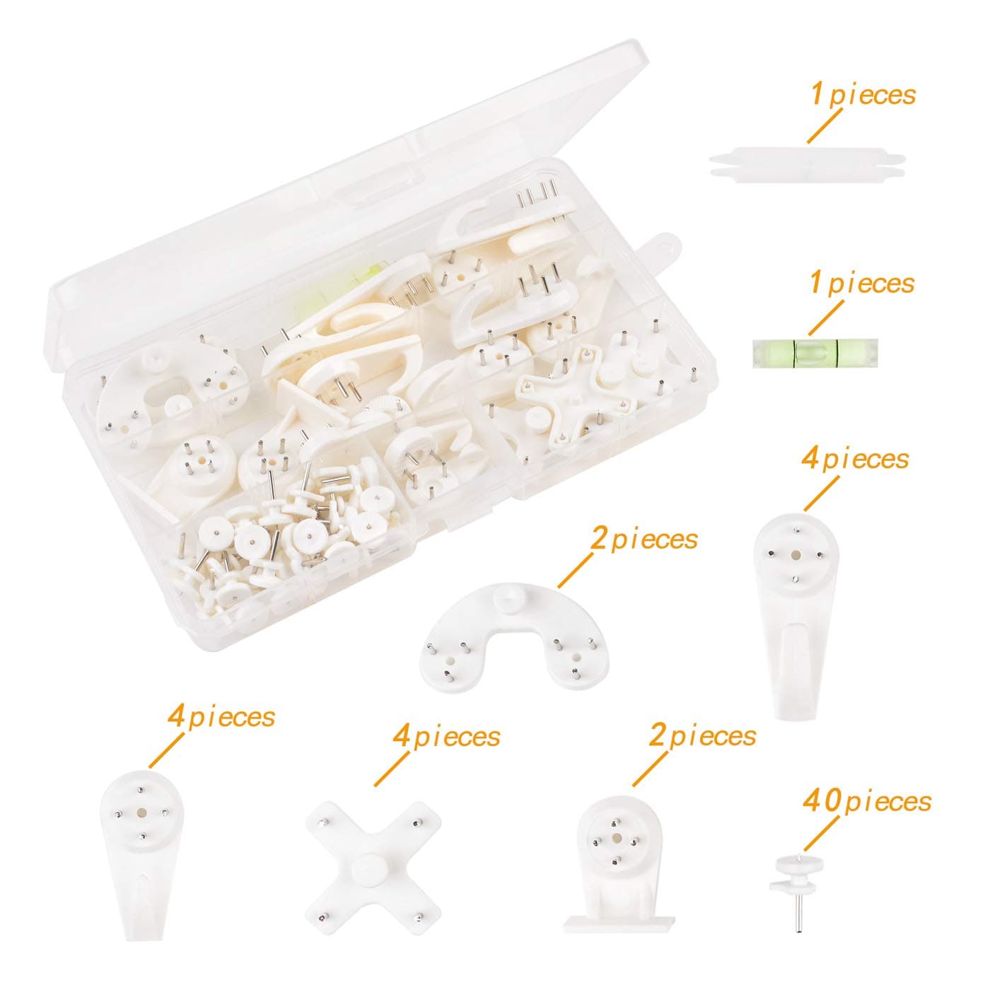 58 Pcs Invisible Nail Screws Wall Hooks No Trace Picture Hangers Traceless Photo Hook Hardwall Drywall Picture Hooks Multi Function Heavy Duty Picture Art Painting Frame Hanger (6Types)